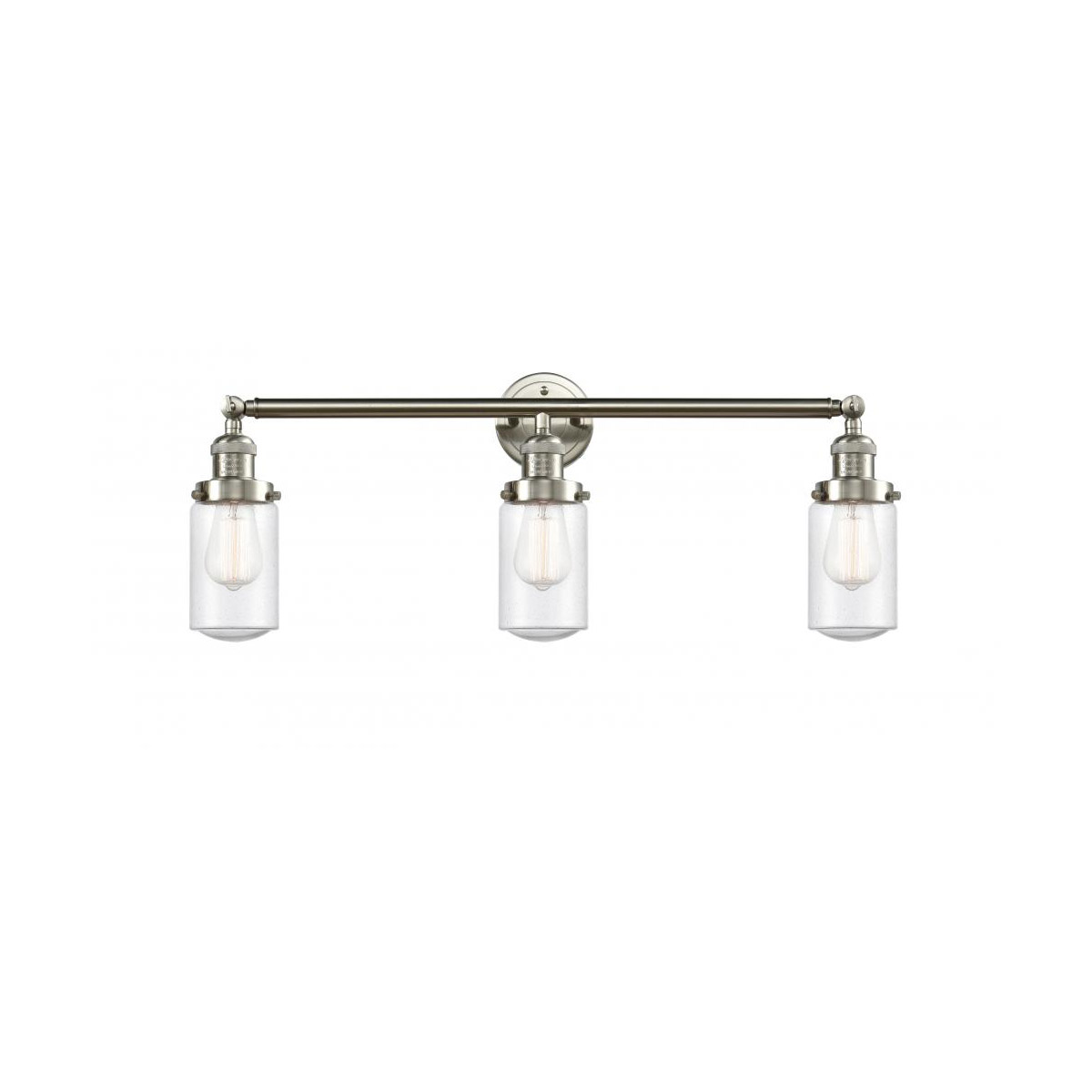 Franklin Restoration Dover 3 Light 31 inch Brushed Satin Nickel Bath Vanity Light Wall Light in Seedy Glass, Franklin Restoration