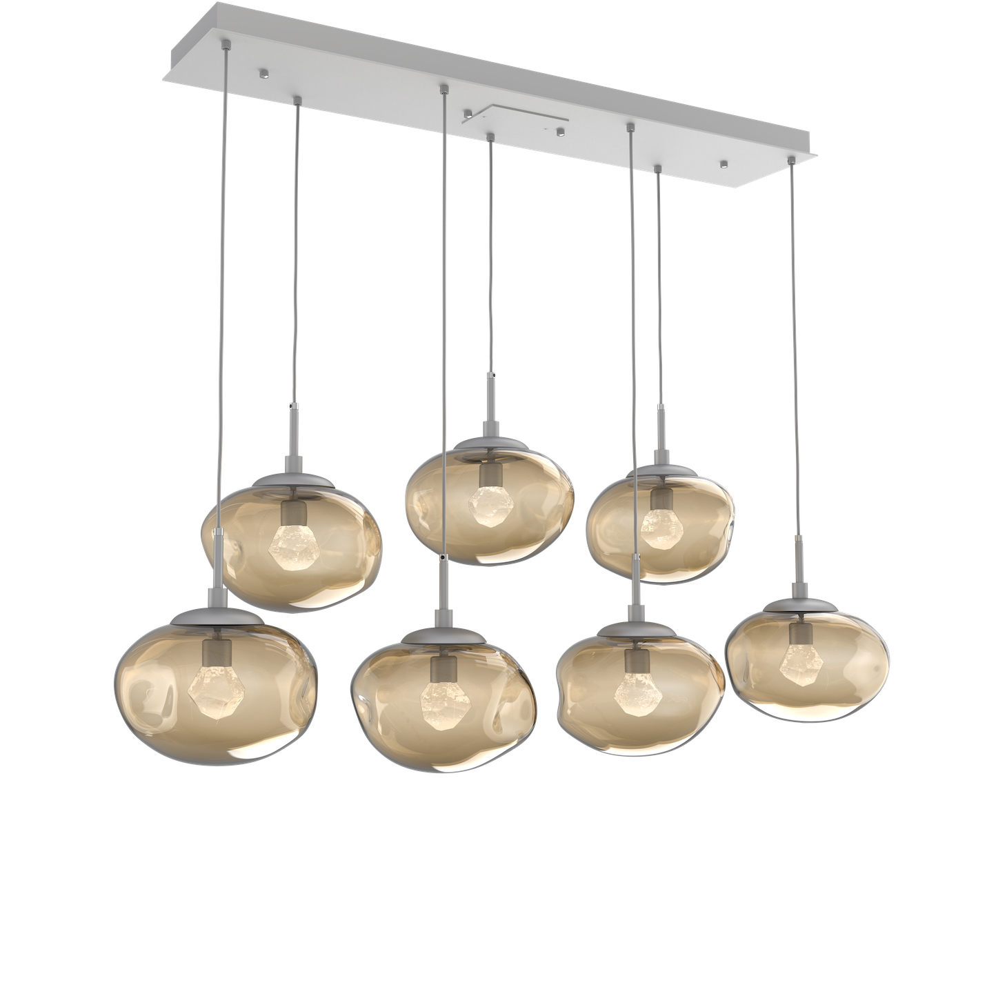 Nova LED LED Classic Silver Linear Pendant Ceiling Light in 2700K LED, Zircon Inner - Bronze Outer, Multi-Pendant