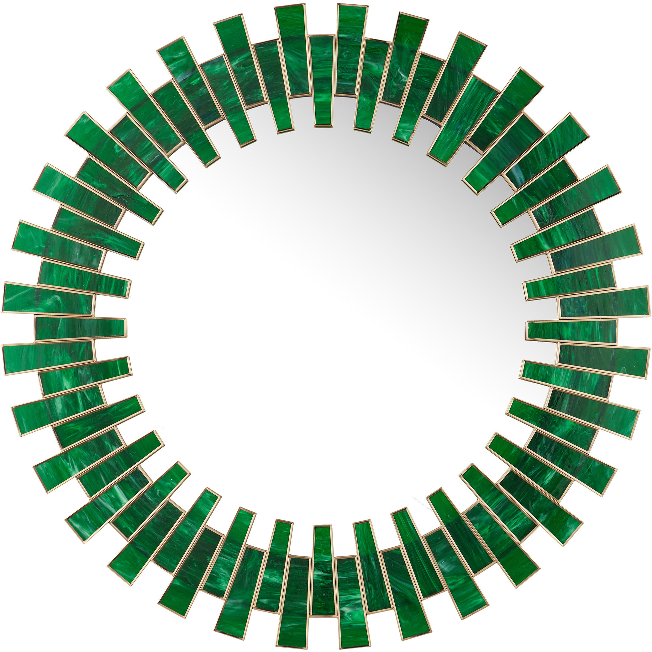 Glasdele 39 X 39 inch Green and Antique Brass Mirror