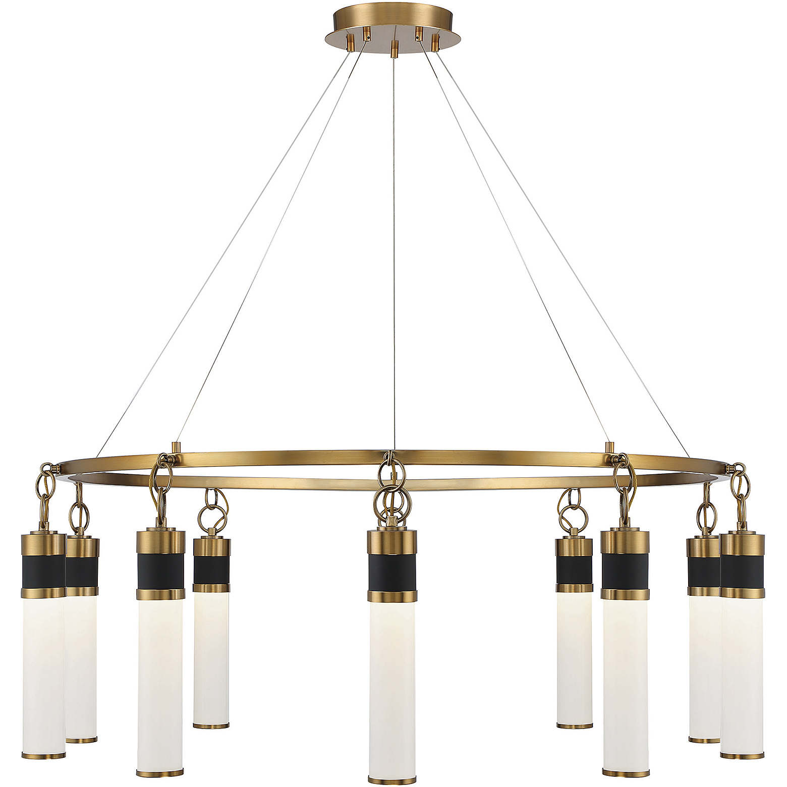 Abel LED 45 inch Matte Black with Warm Brass Accents Chandelier Ceiling Light