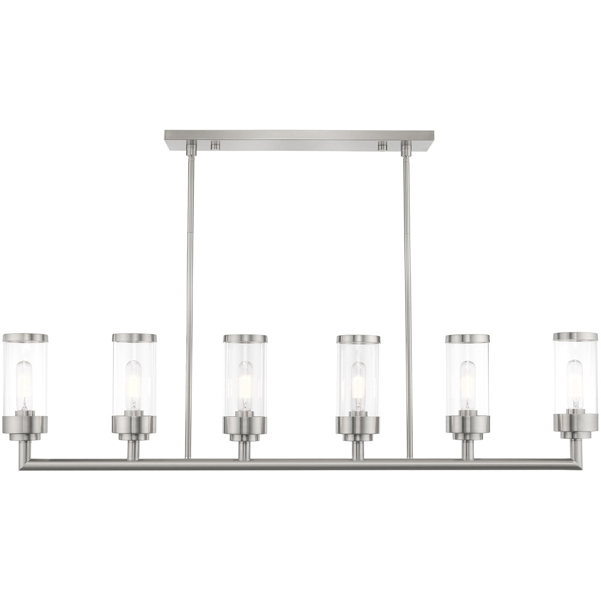 Hillcrest 6 Light 48 inch Brushed Nickel Linear Chandelier Ceiling Light
