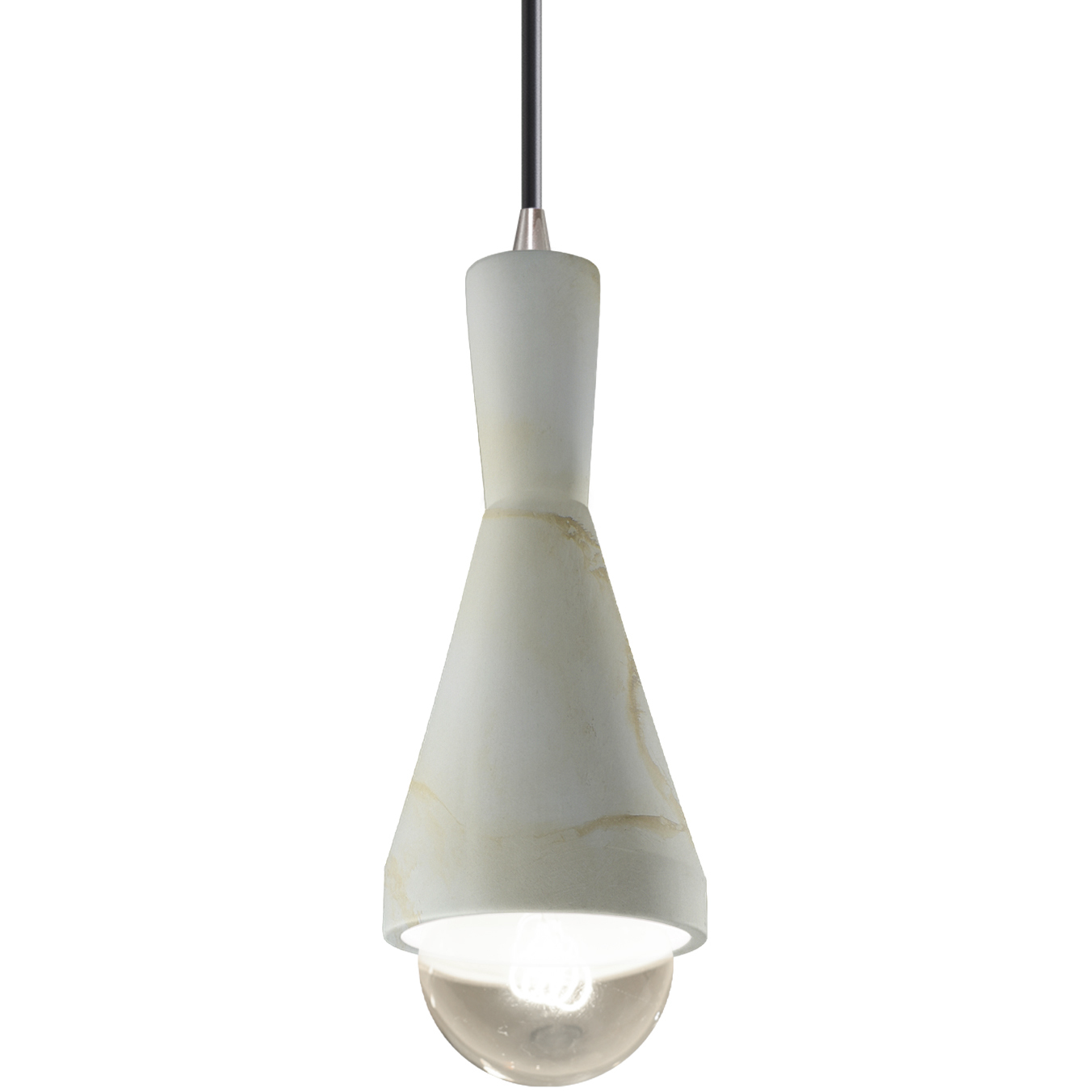 Radiance Collection - Erlen 1 Light 4.75 inch Carrara Marble and Brushed Nickel Pendant Ceiling Light in Replaceable Bulb, Black, Form+Finish+Function