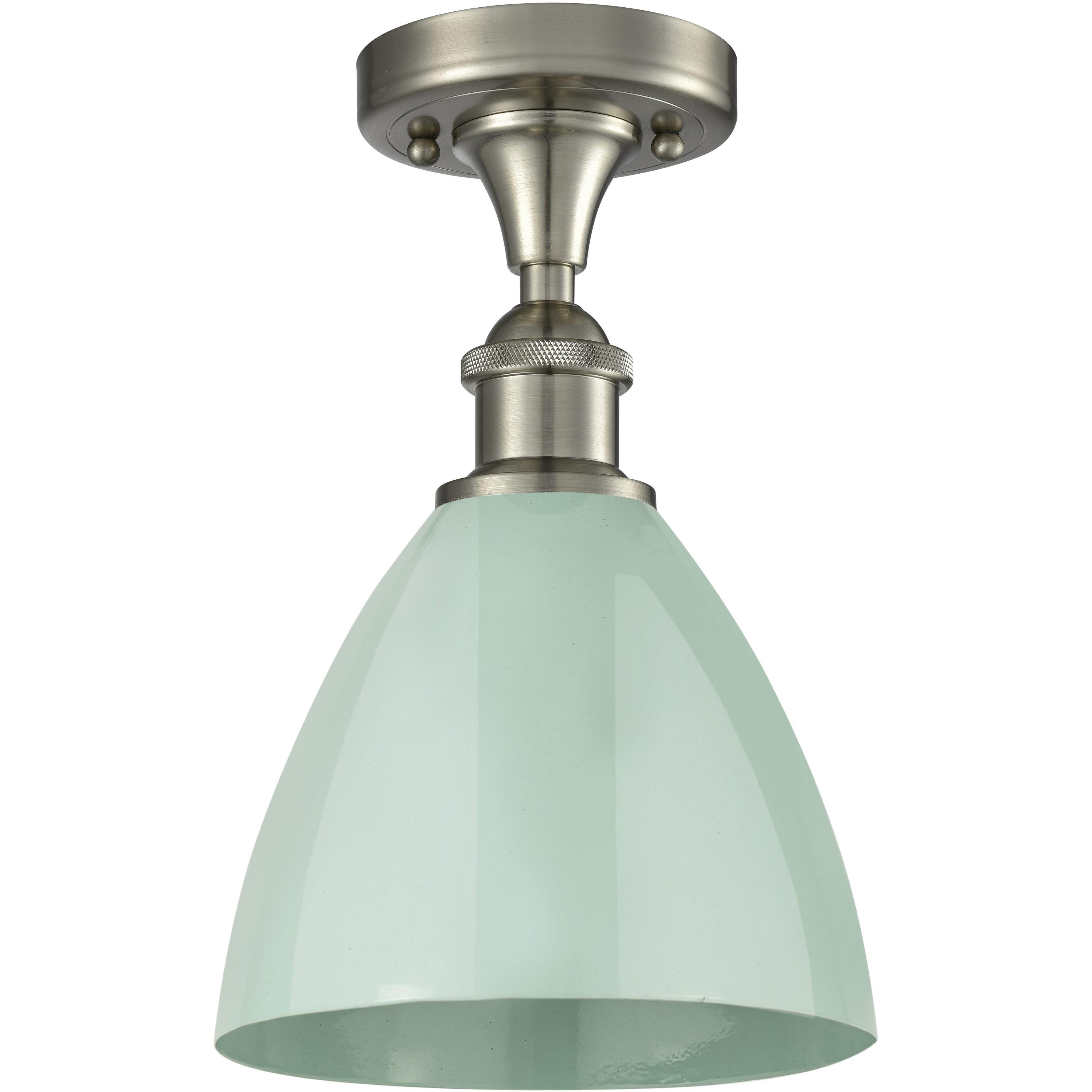 Plymouth Dome 1 Light 7.5 inch Satin Nickel Semi-Flush Mount Ceiling Light