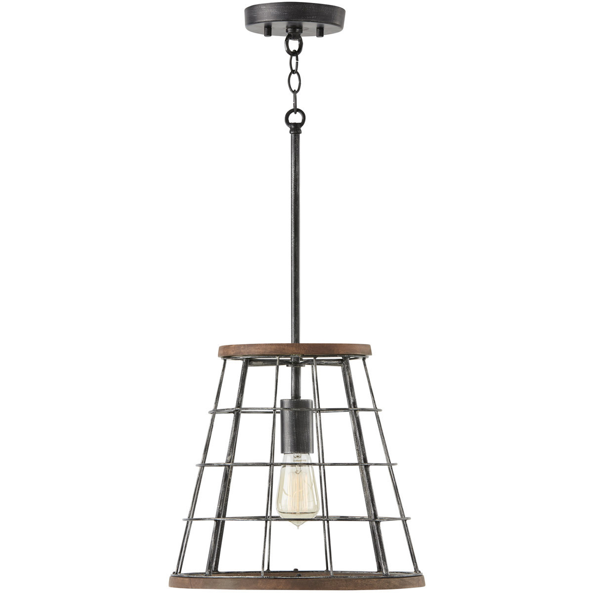 Elijah 1 Light 13.5 inch Zinc and Wood Pendant Ceiling Light