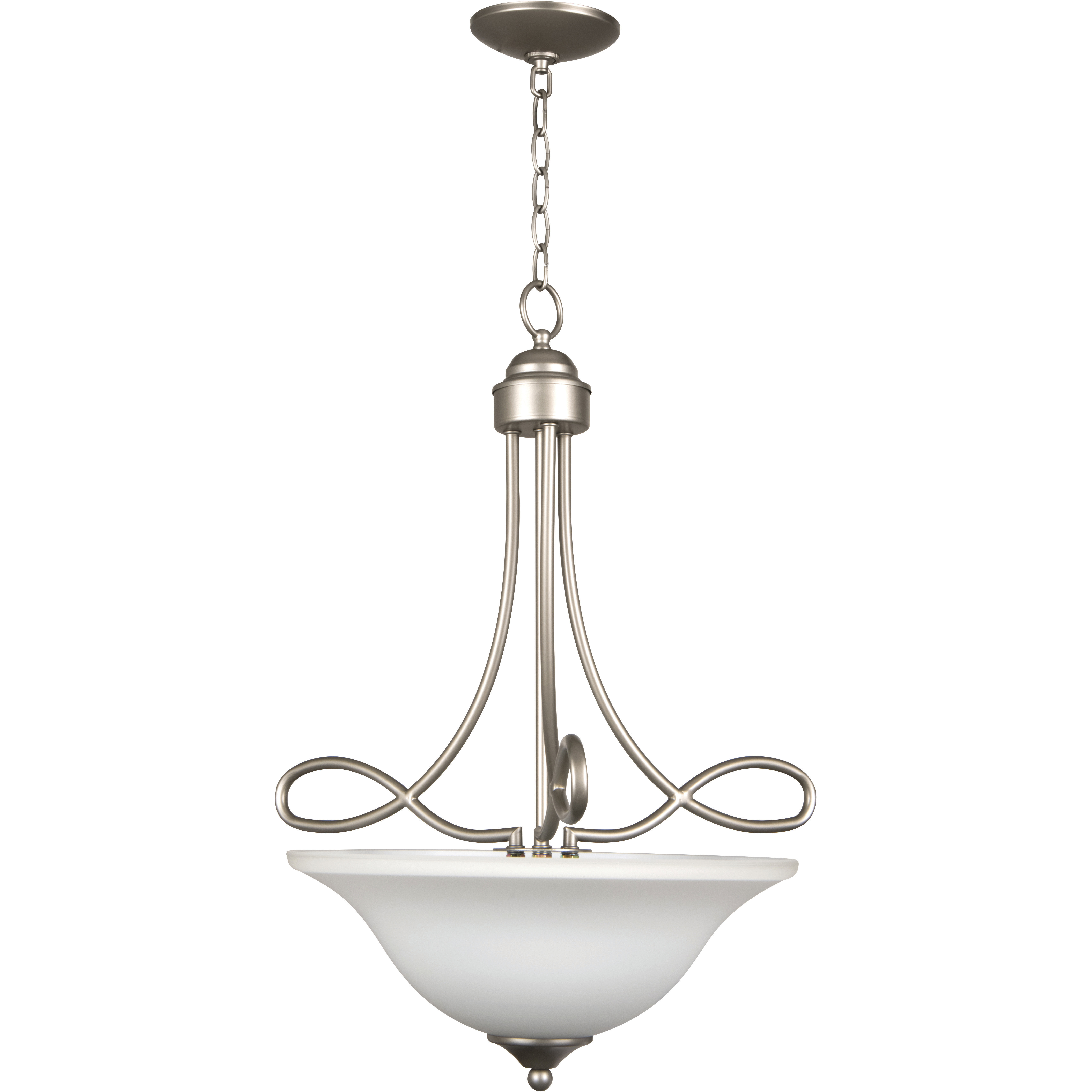 Cordova 3 Light 21 inch Satin Nickel Pendant Ceiling Light in White Glass, Jeremiah