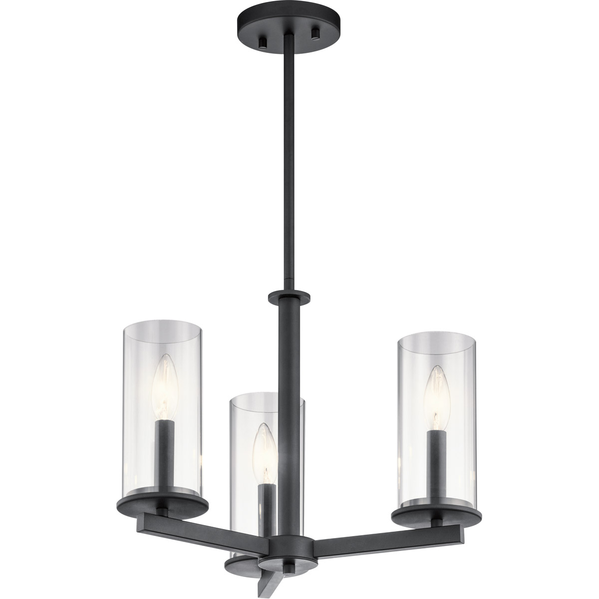 Crosby 3 Light 18 inch Black Chandelier/Semi Flush Ceiling Light