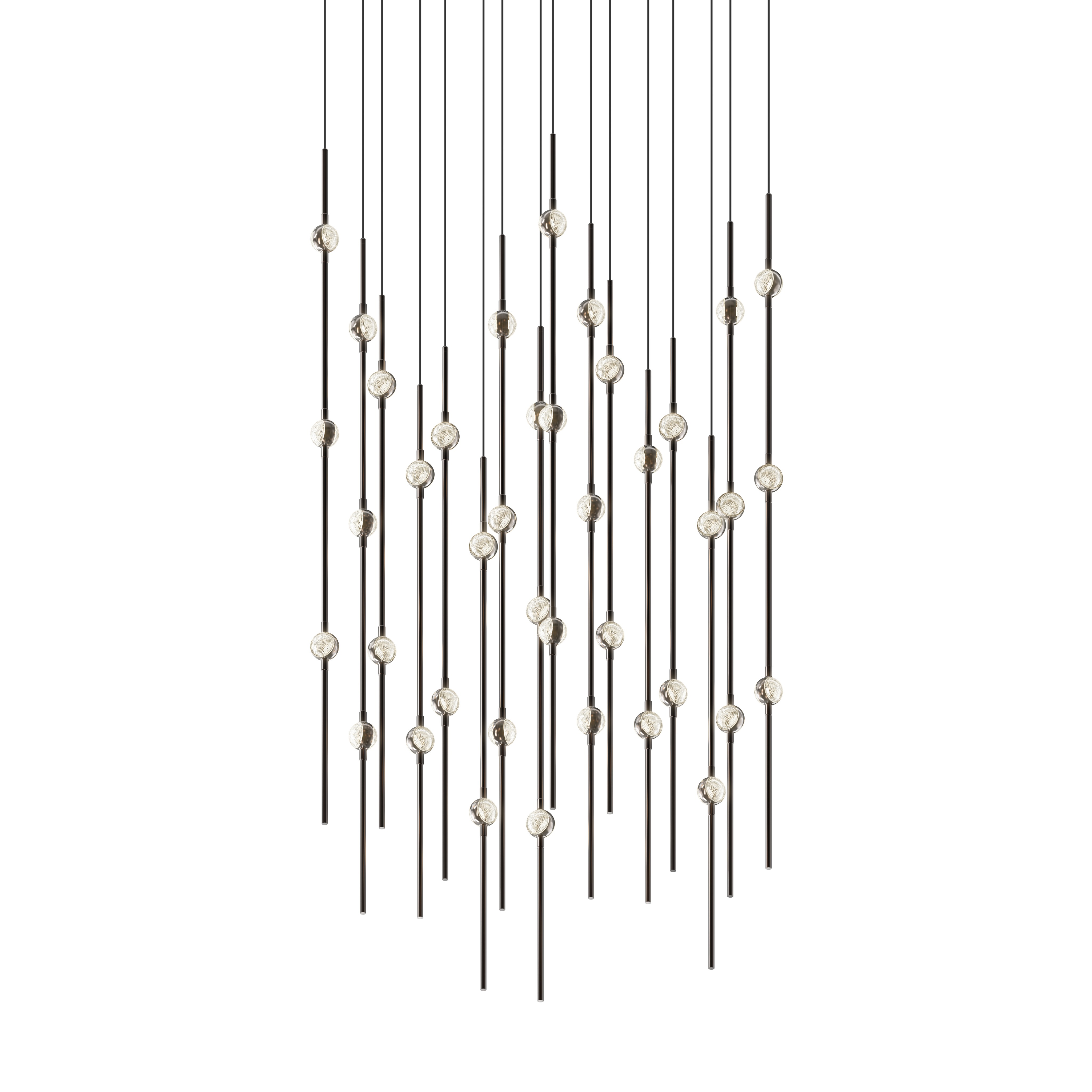 Constellation Aries LED 21.5 inch Espresso Black Pendant Ceiling Light in 2200K, Clear Faceted Acrylic, 10 FT. Cord