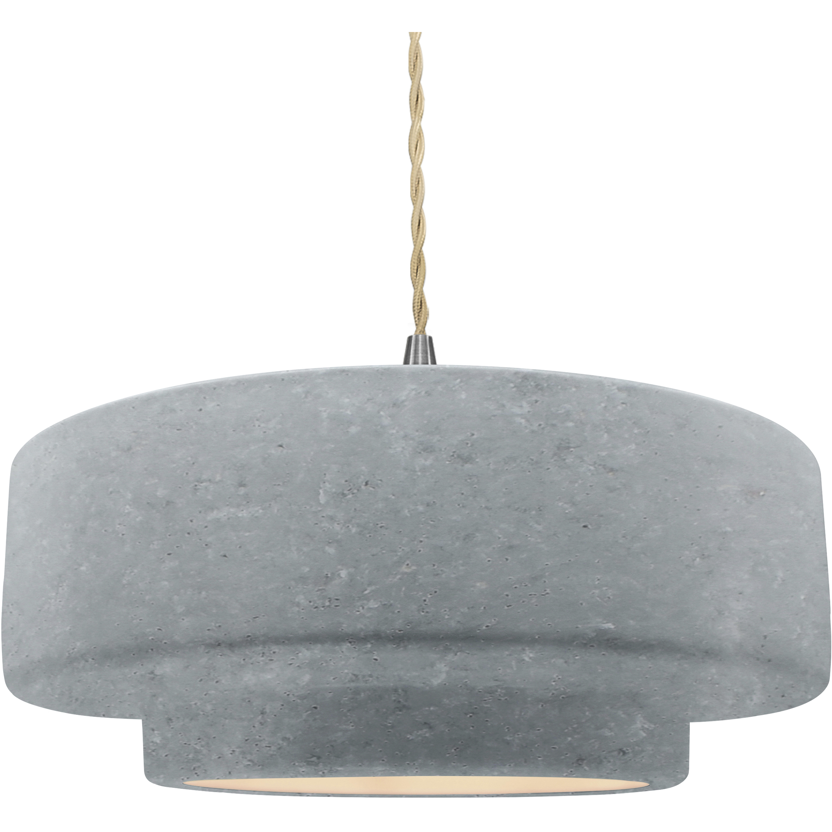 Radiance Collection - Tier Pendant Ceiling Light in Brushed Nickel, Replaceable Bulb, Beige Twist Cord, Concrete, 16.25W x 6H, Form+Finish+Function