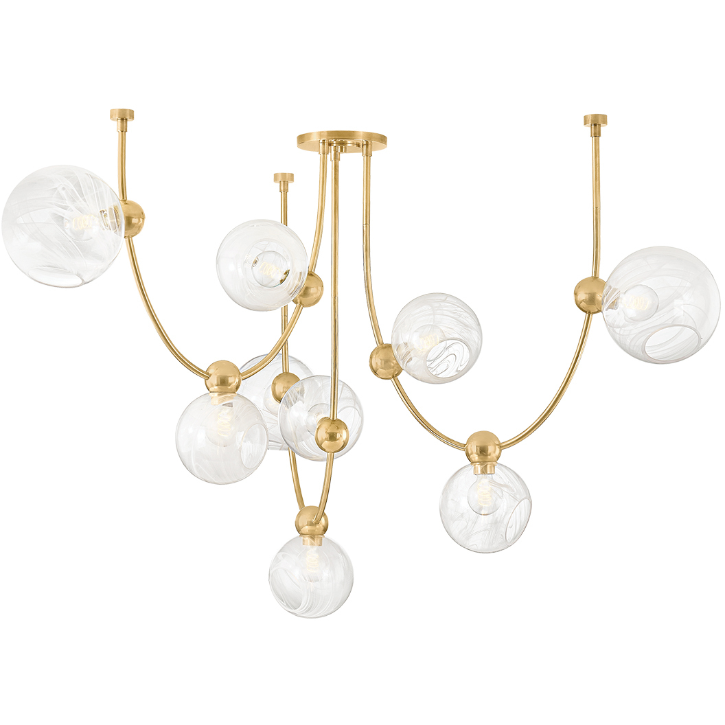 Astraia 9 Light 66.75 inch Vintage Brass Chandelier Ceiling Light