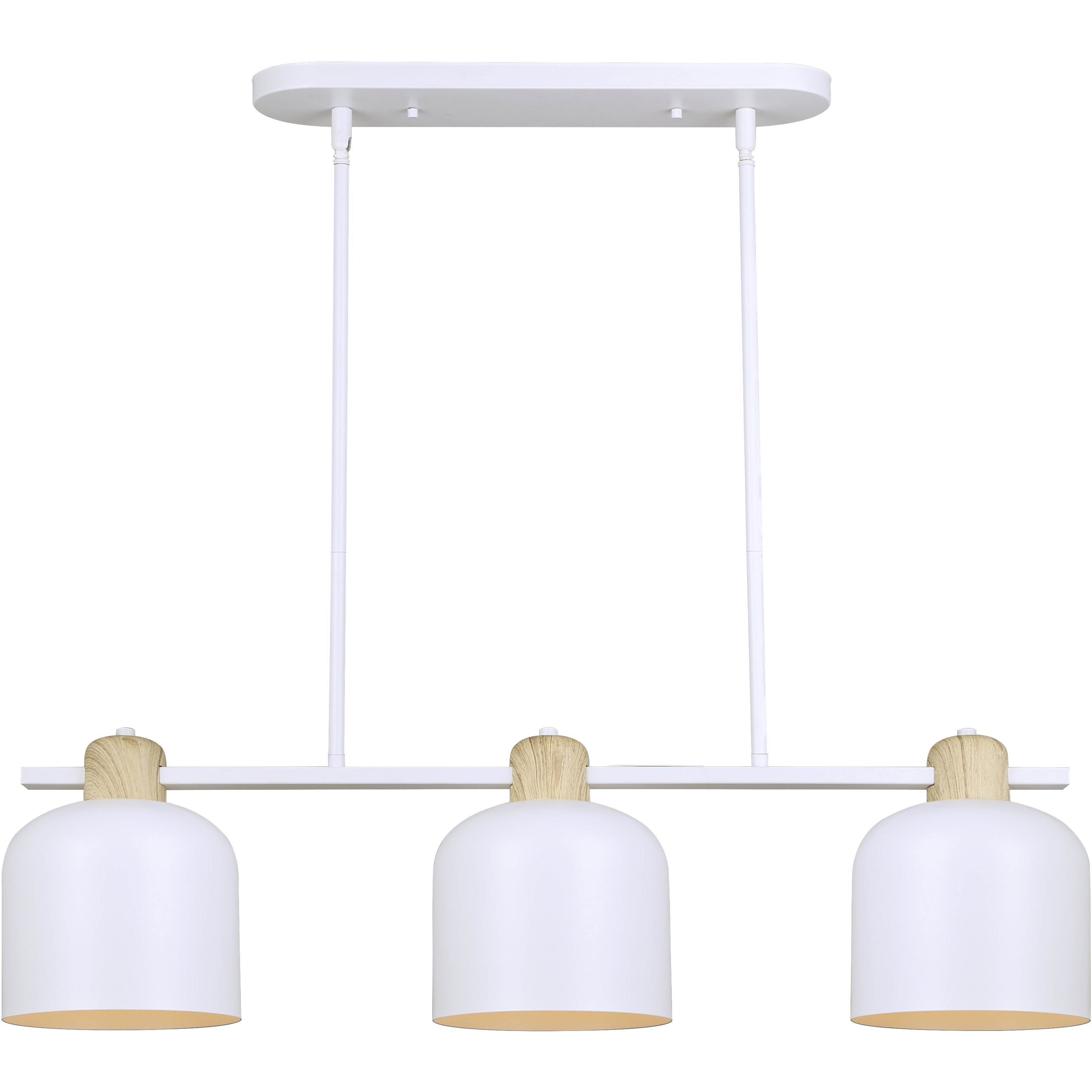 Caleb 3 Light 7 inch Matte White & Wood Pendant Ceiling Light