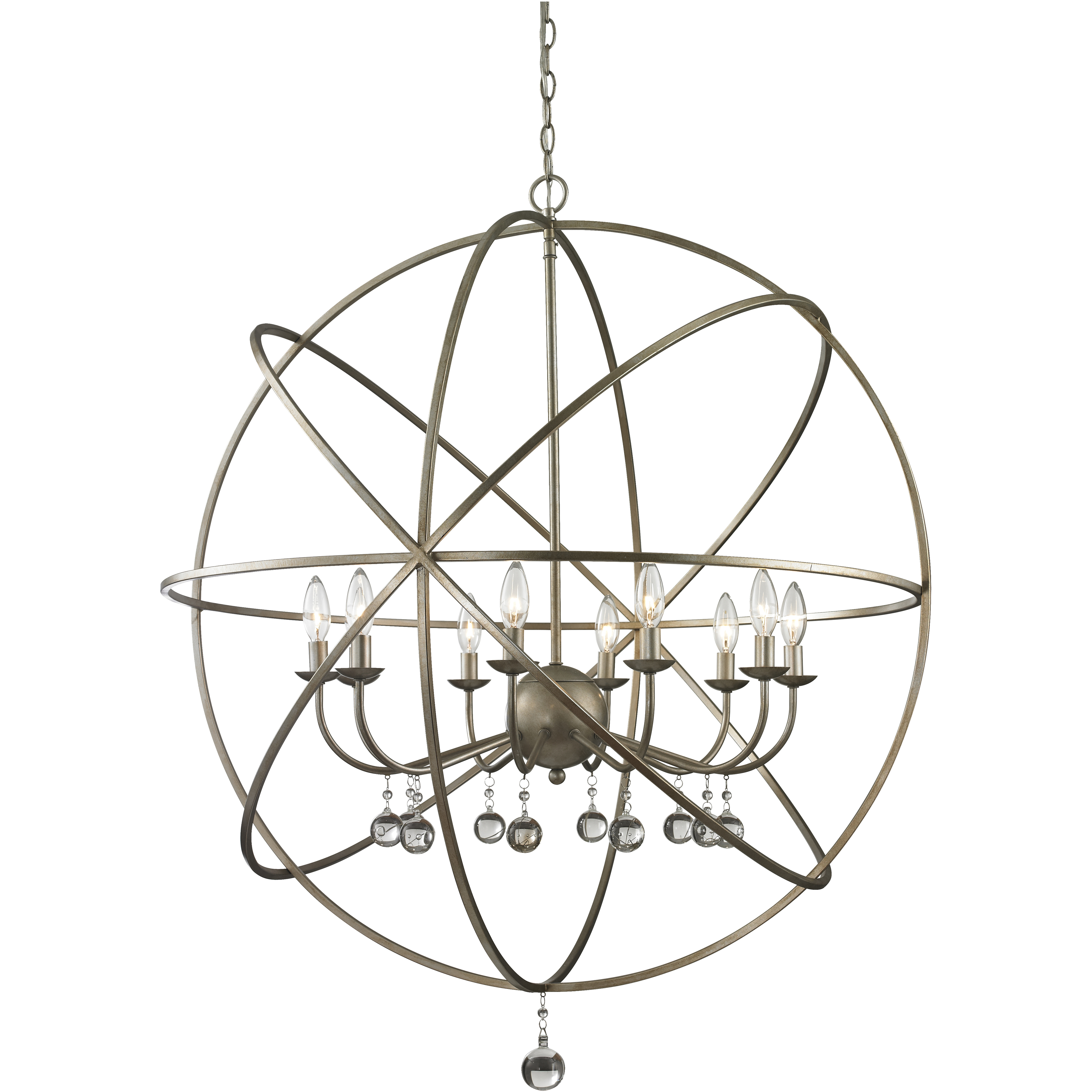 Acadia 10 Light 36 inch Antique Silver Chandelier Ceiling Light