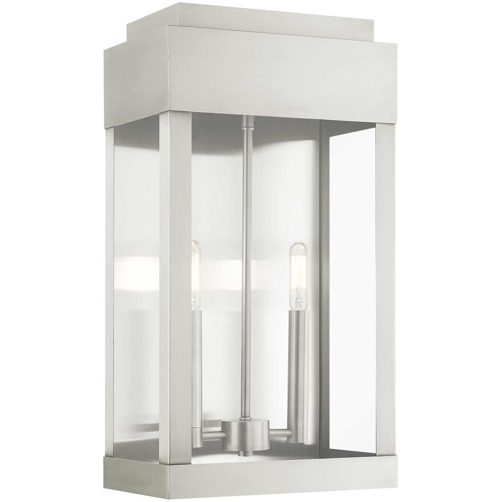York 2 Light 19 inch Brushed Nickel Outdoor Wall Lantern