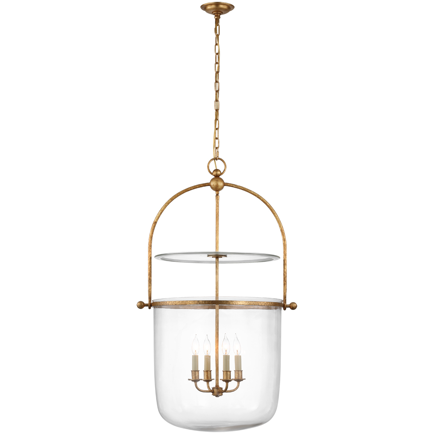 Chapman & Myers Lorford 4 Light 25 inch Gilded Iron Bell Lantern Ceiling Light in Clear Glass, Large