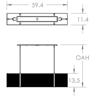 Downtown Mesh LED Classic Silver Linear Pendant Ceiling Light in 3000K LED, Frosted