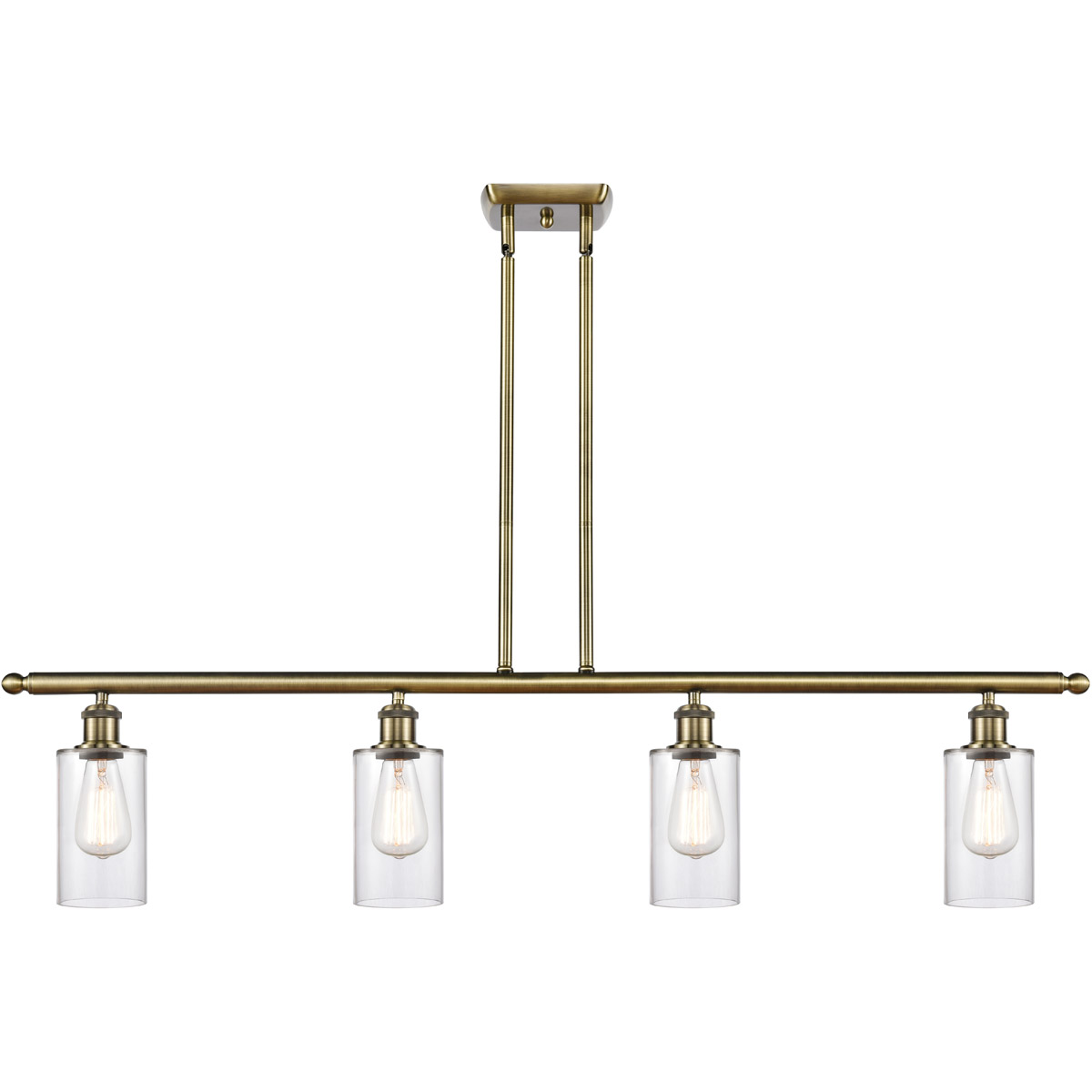 Ballston Clymer LED 48 inch Antique Brass Island Light Ceiling Light in Clear Glass, Ballston