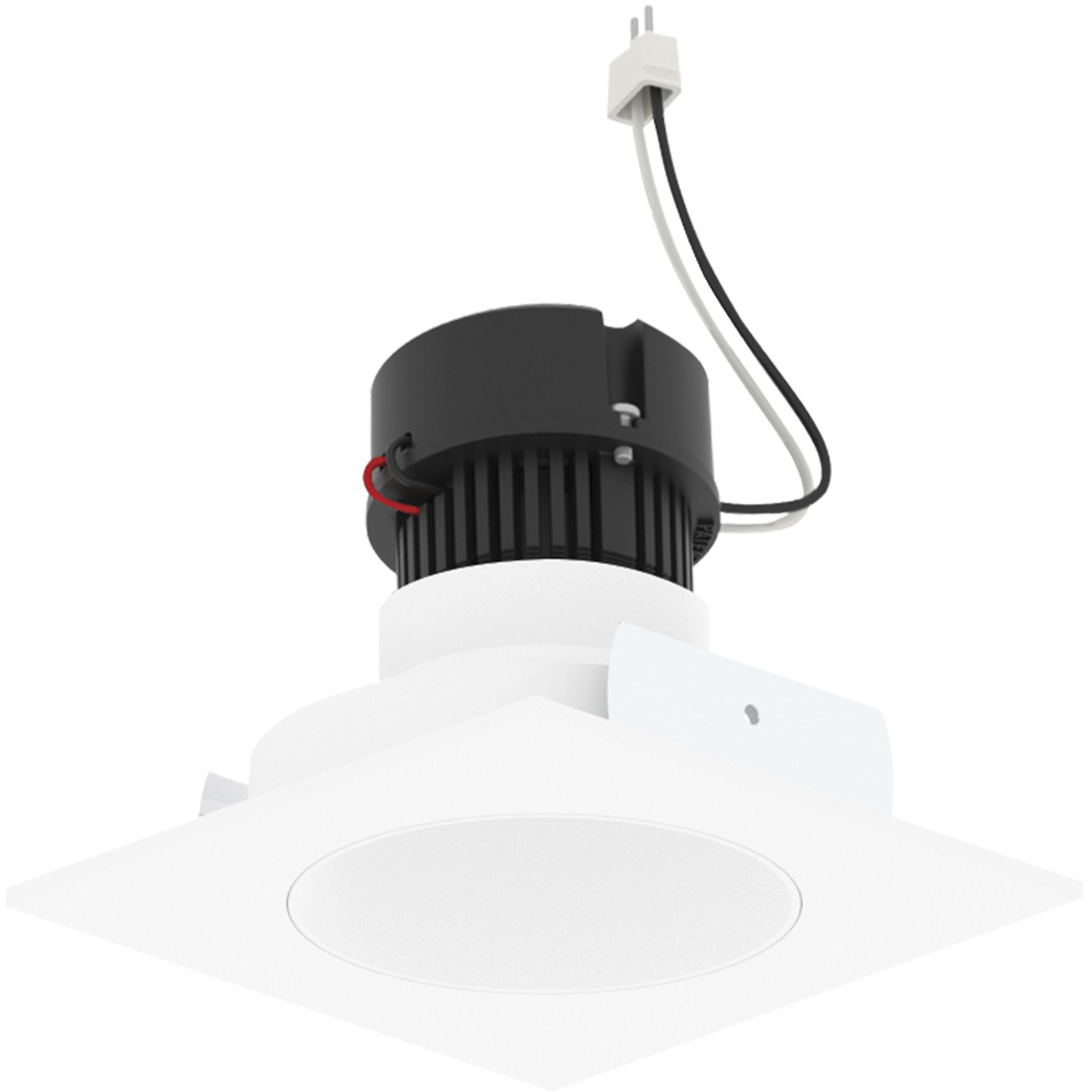 Pearl Bright White Reflector / Bright White Flange LED Square Retrofit Reflector with Round Aperture in 2700K, 4" Retrofit
