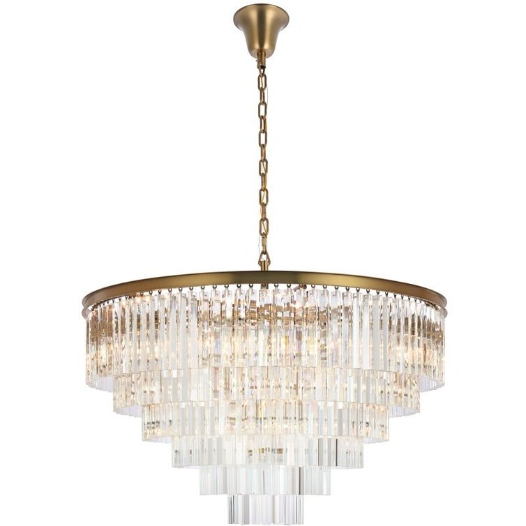 Sydney 33 Light 44 inch Satin Gold Chandelier Ceiling Light in Clear