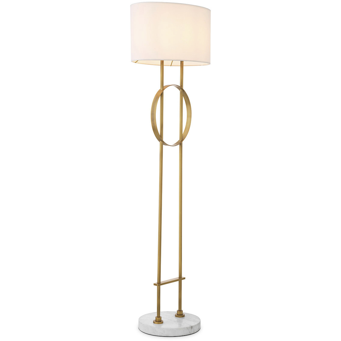 Kaiser 61.81 inch 40 watt Antique Brass and White Marble Floor Lamp Portable Light