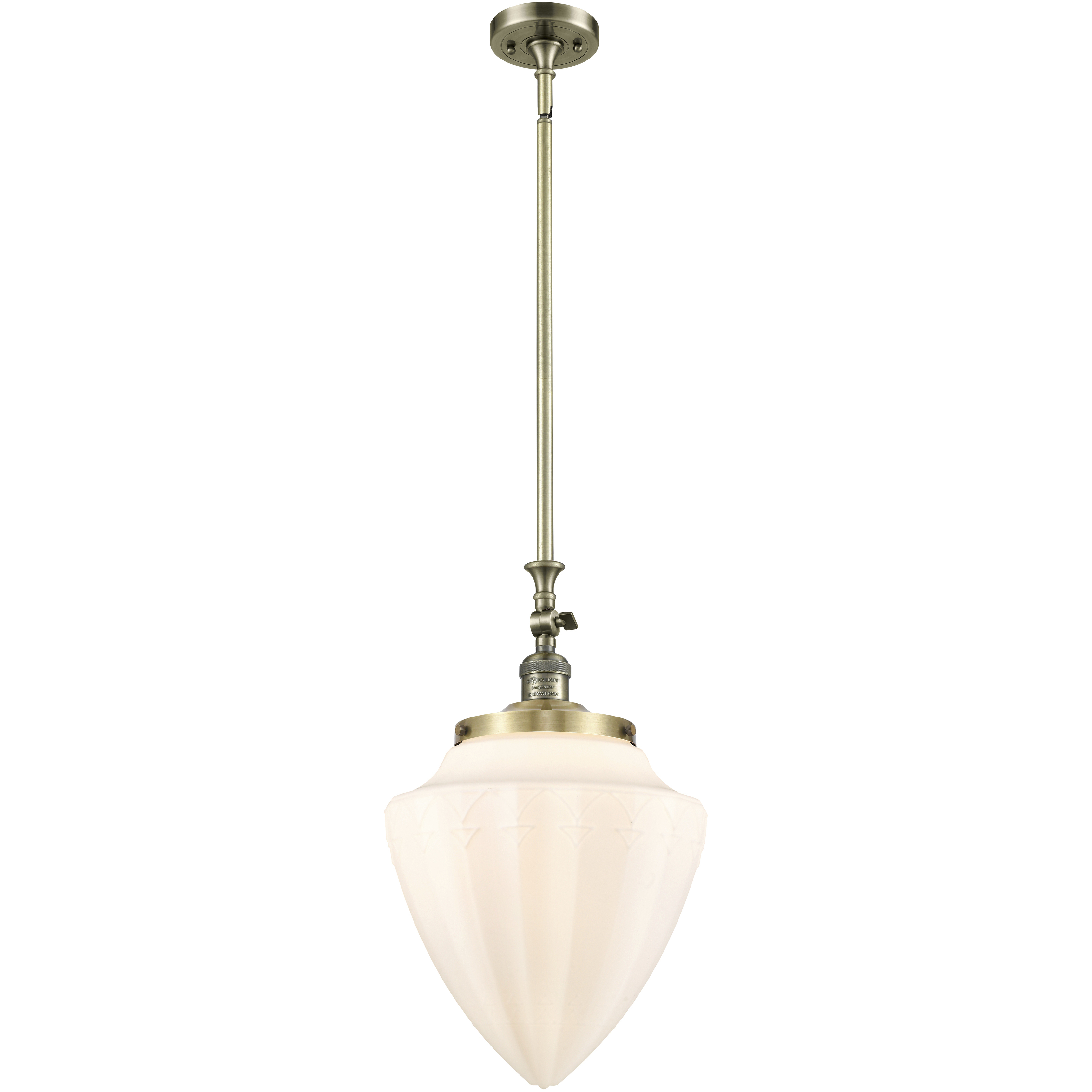 Franklin Restoration Bullet LED 12 inch Antique Brass Mini Pendant Ceiling Light in Matte White