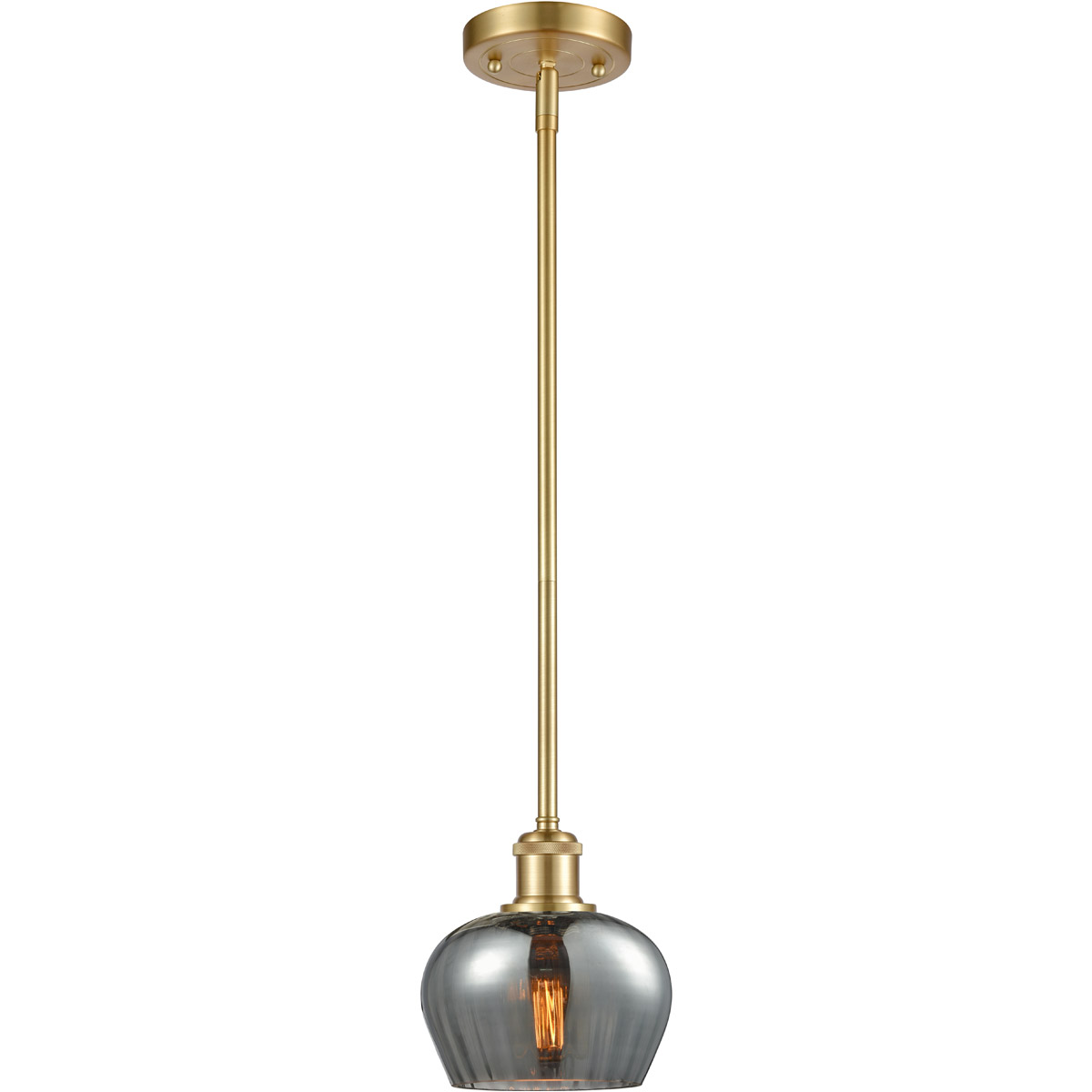 Ballston Fenton 1 Light 7 inch Satin Gold Pendant Ceiling Light in Plated Smoke Glass, Ballston