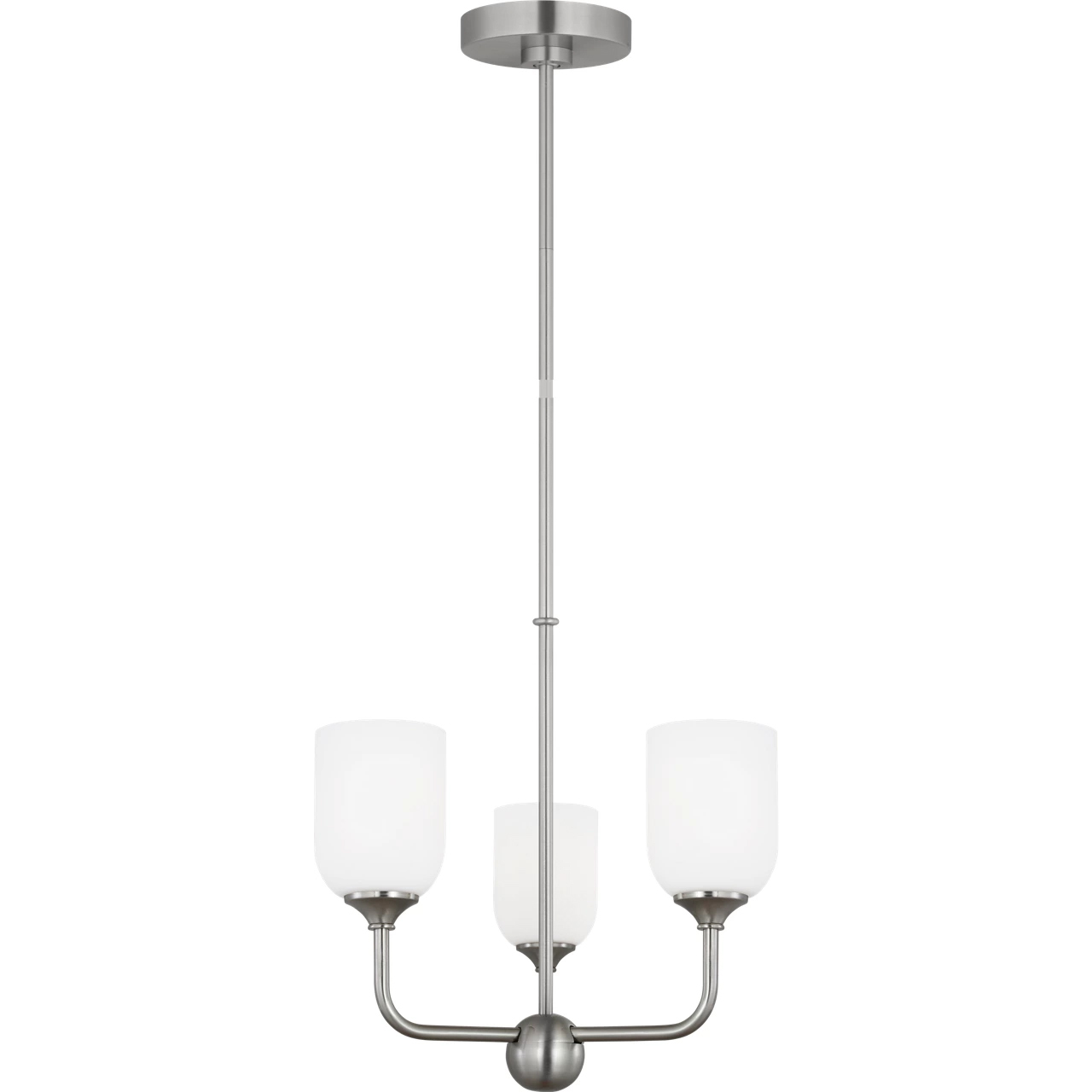 Emile 3 Light 16 inch Brushed Steel Chandelier Ceiling Light