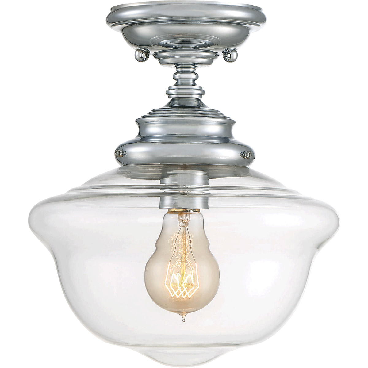 School House 1 Light 10 inch Polished Chrome Semi-Flush Ceiling Light