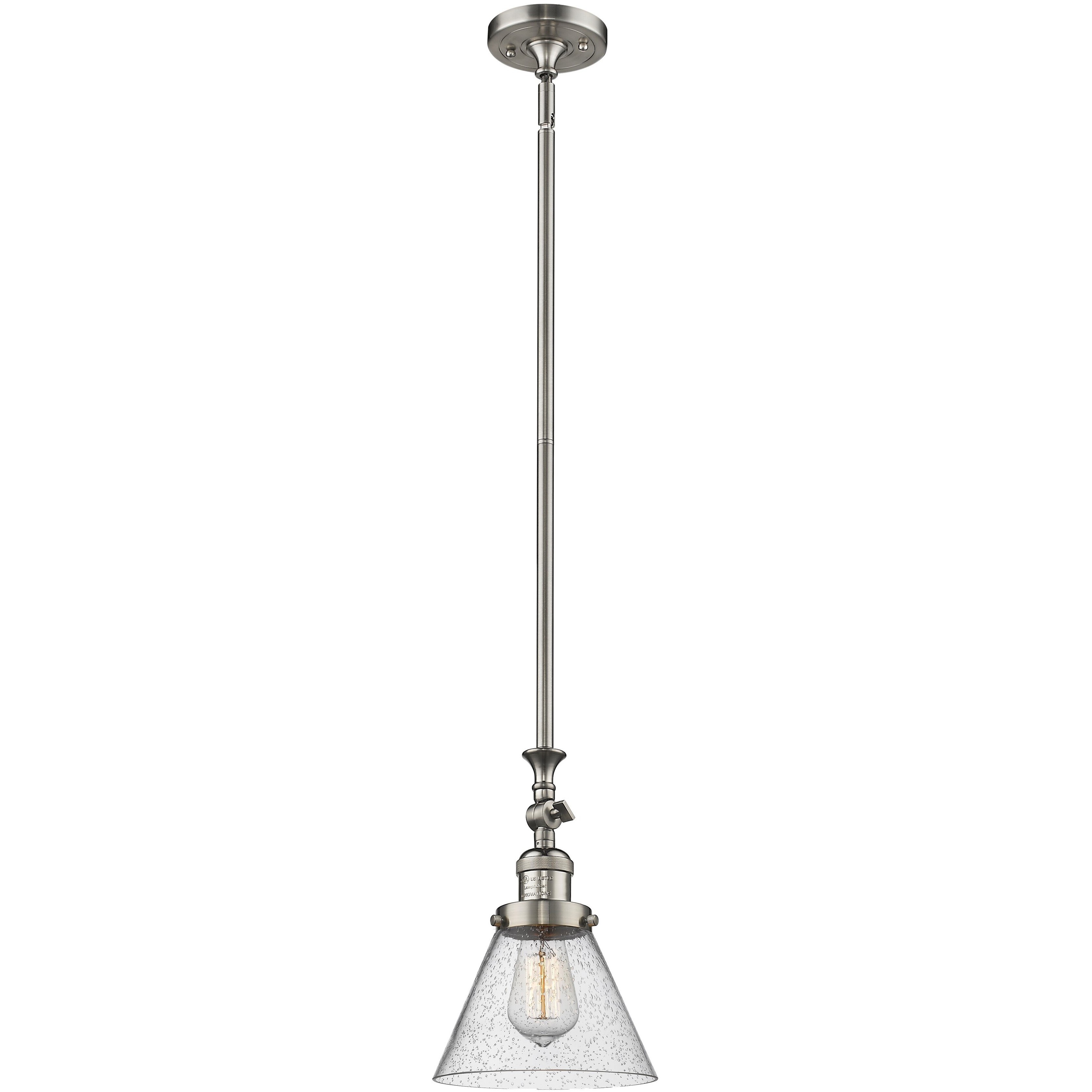 Franklin Restoration Cone 1 Light 8 inch Brushed Satin Nickel Mini Pendant Ceiling Light in Incandescent, Seedy, Franklin Restoration