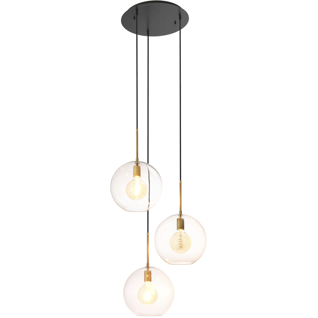 Tango 3 Light 23.62 inch Antique Brass and Bronze and Clear Glass Chandelier Ceiling Light