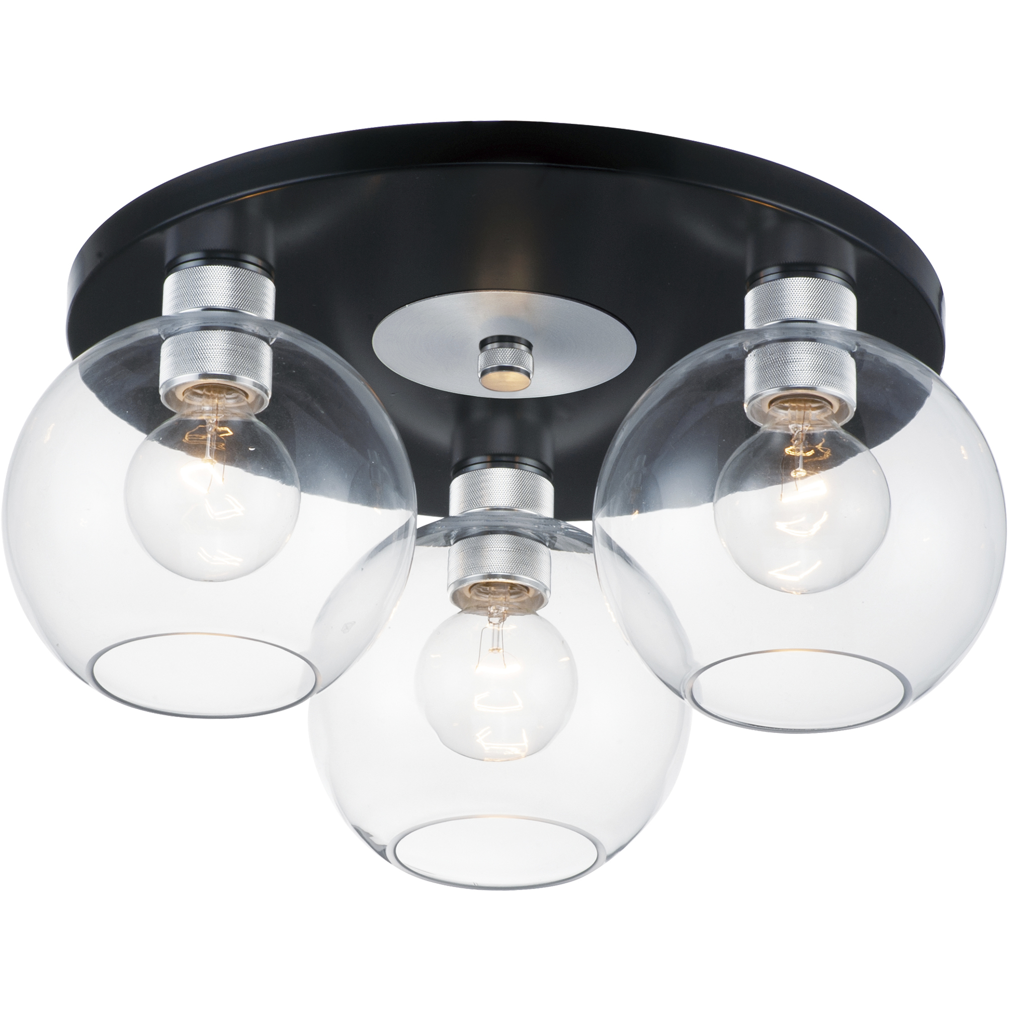 Vessel 3 Light 17 inch Black and Brushed Aluminum Flush Mount Ceiling Light