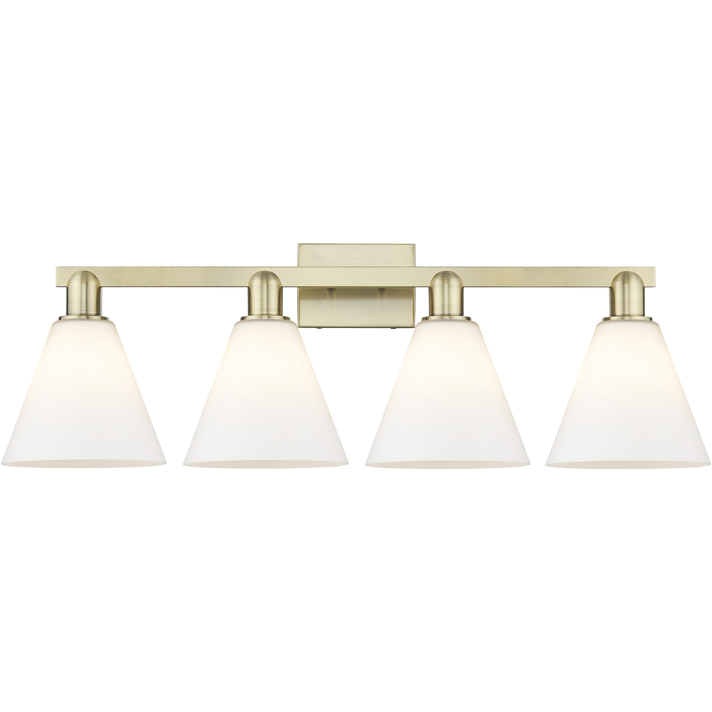 Arcadia Berkshire Glass 4 Light 35 inch Antique Brass Bath Vanity Light Wall Light
