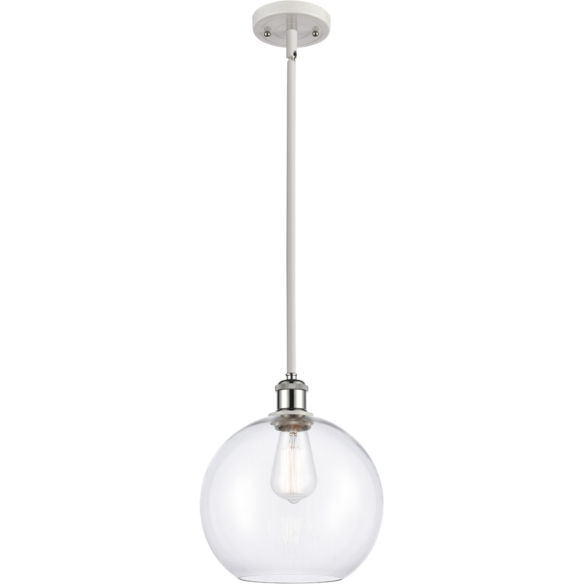 Ballston Large Athens LED 10 inch White and Polished Chrome Pendant Ceiling Light in Clear Glass, Ballston