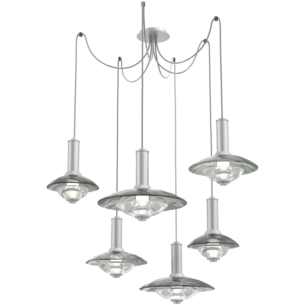 Cirrus LED 49 inch Classic Silver Swag Multi-Pendant Chandelier Ceiling Light in 3000K LED, Smoke Granite