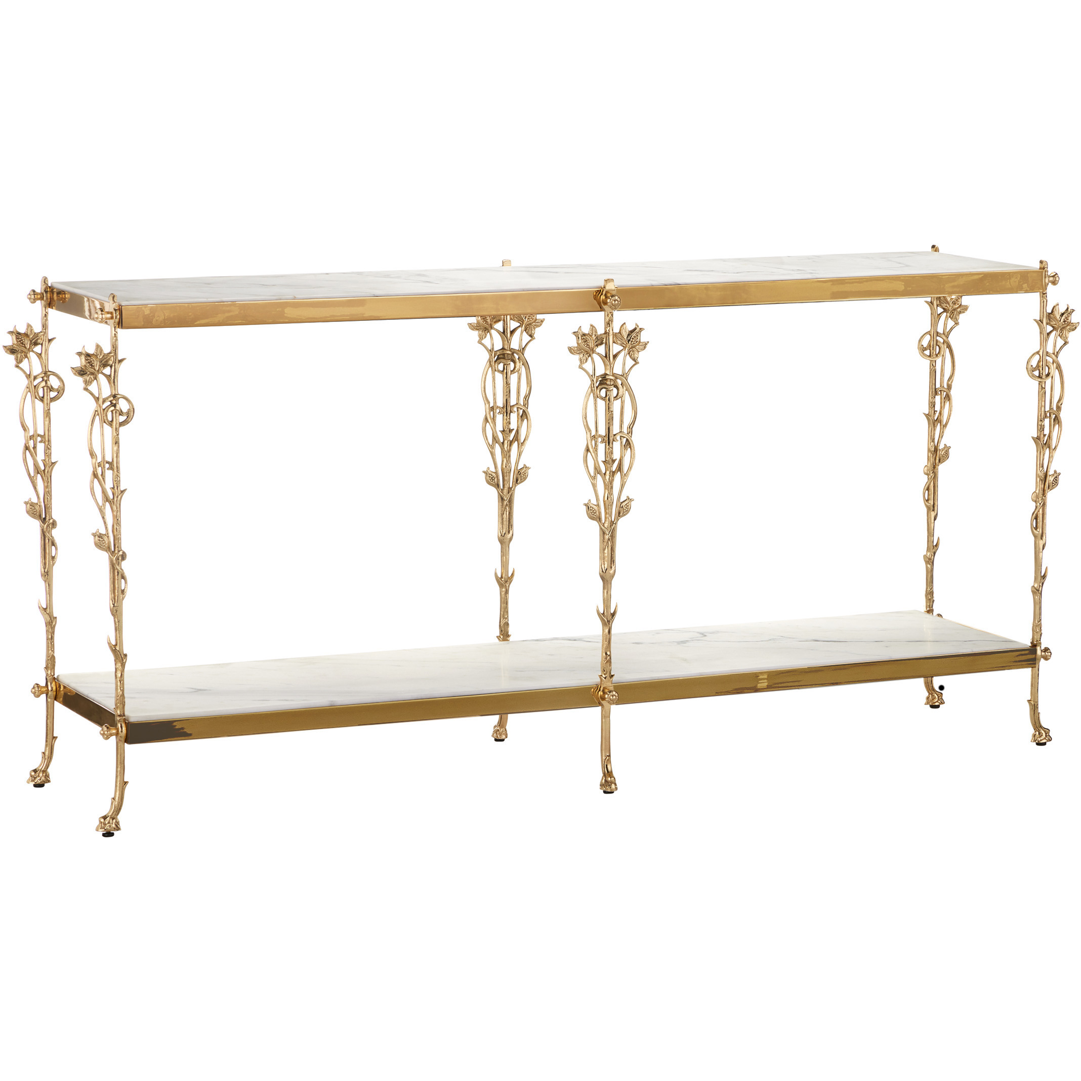 Fiore 72 inch Polished Brass and Natural Console Table
