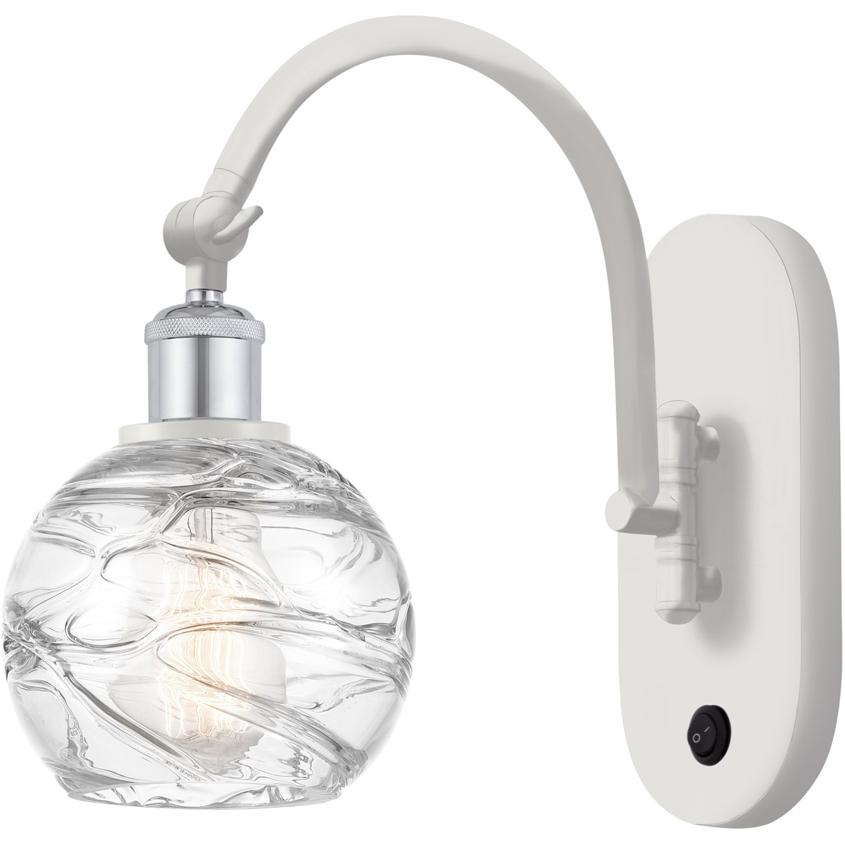 Ballston Athens Deco Swirl 1 Light 6 inch White and Polished Chrome Sconce Wall Light