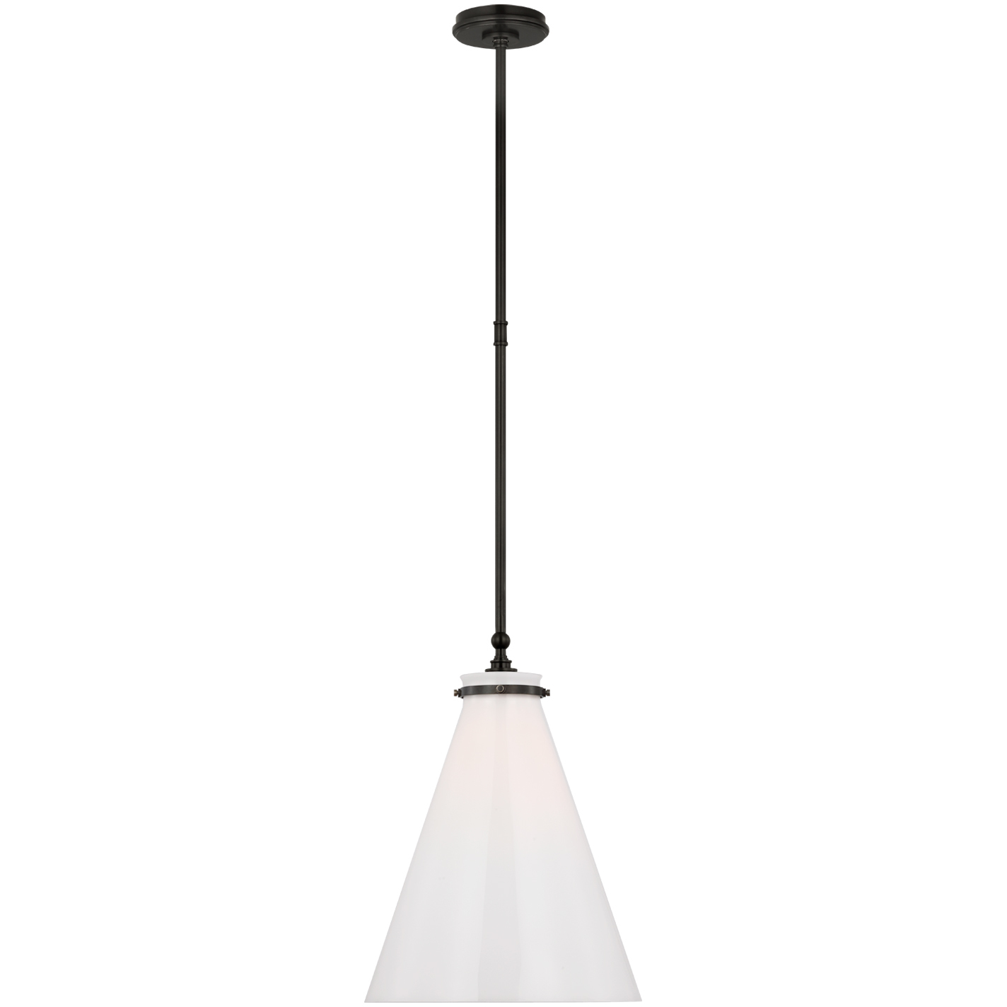 Chapman & Myers Parkington LED 15.25 inch Bronze Conical Pendant Ceiling Light in White Glass