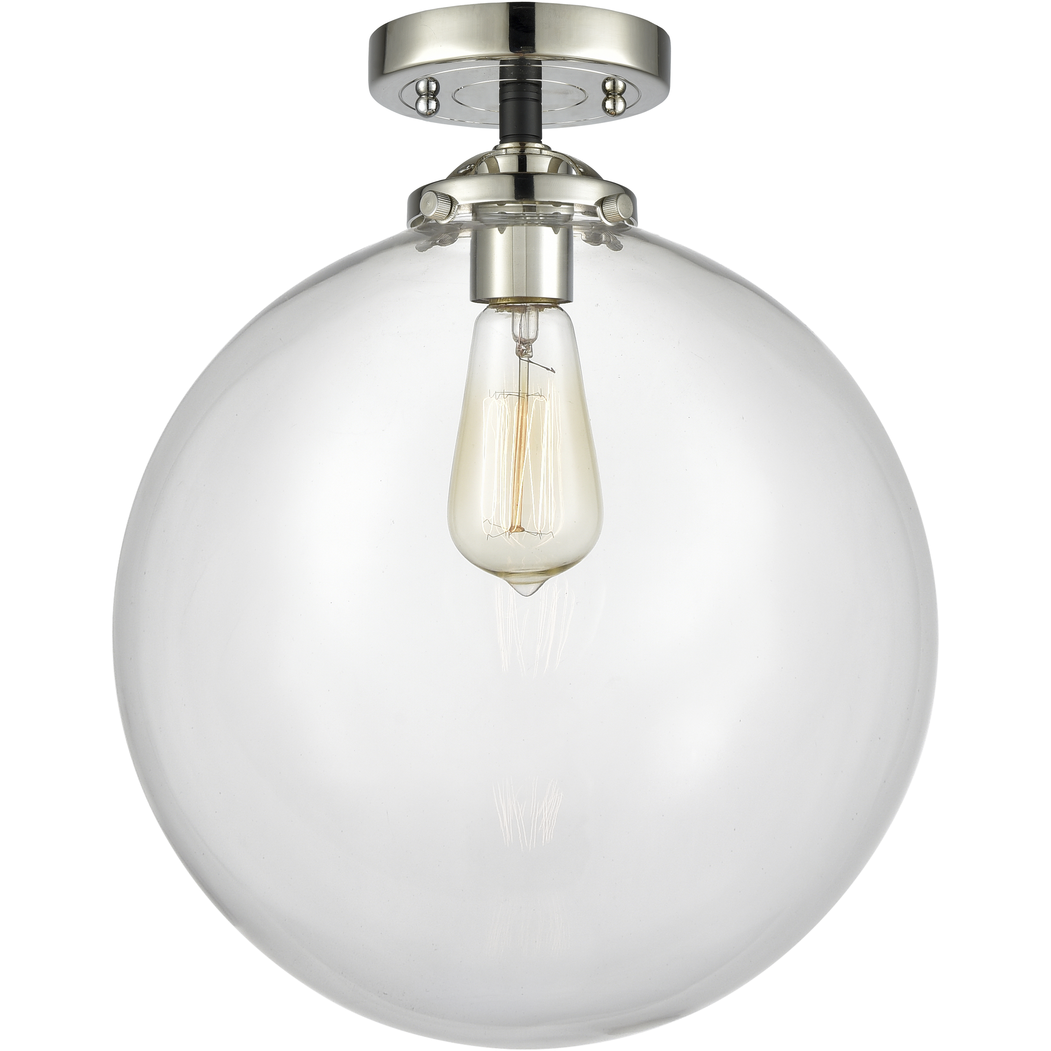 Nouveau XX-Large Beacon 1 Light 12 inch Black Polished Nickel Semi-Flush Mount Ceiling Light in Clear Glass, Nouveau