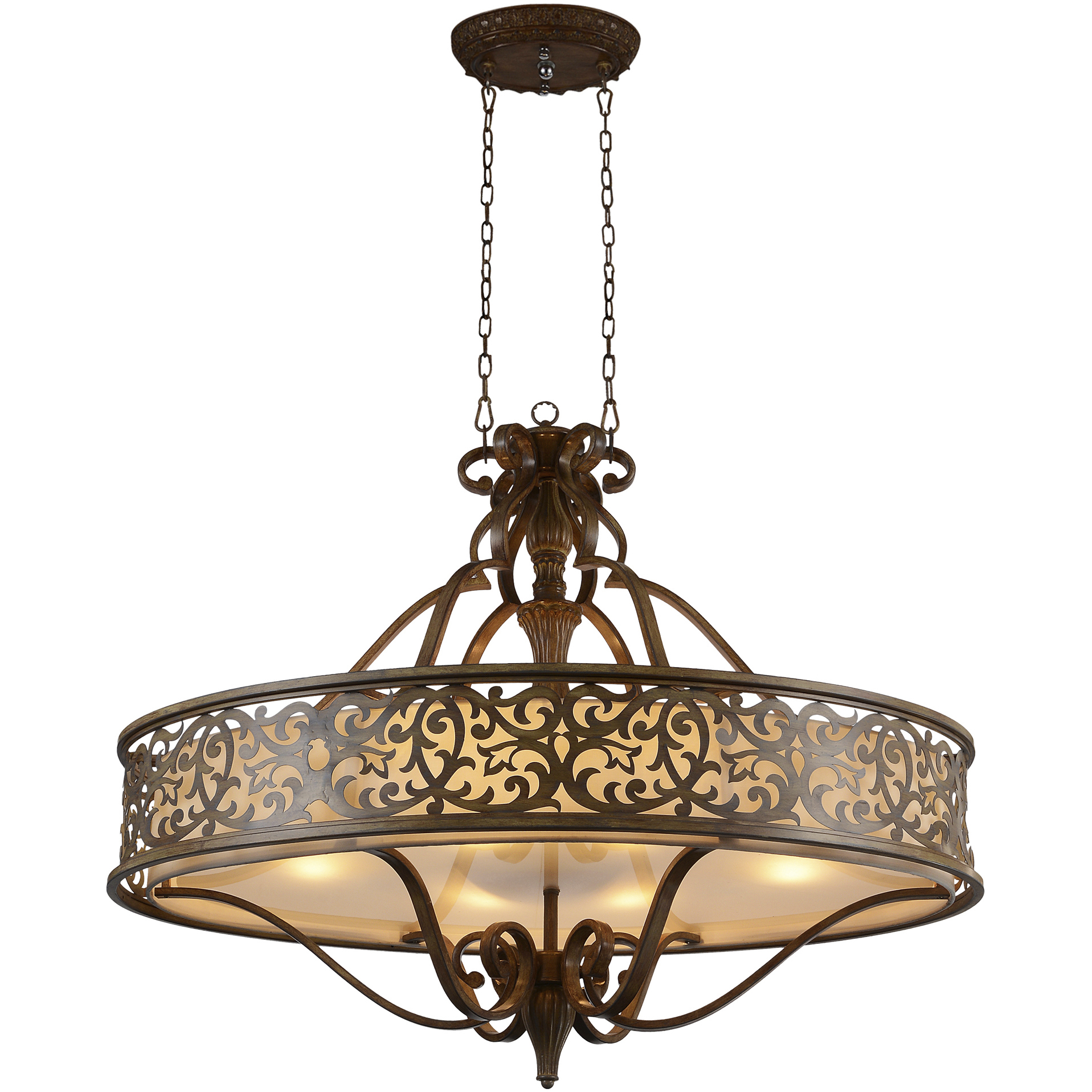 Nicole 6 Light 24 inch Brushed Chocolate Drum Shade Chandelier Ceiling Light