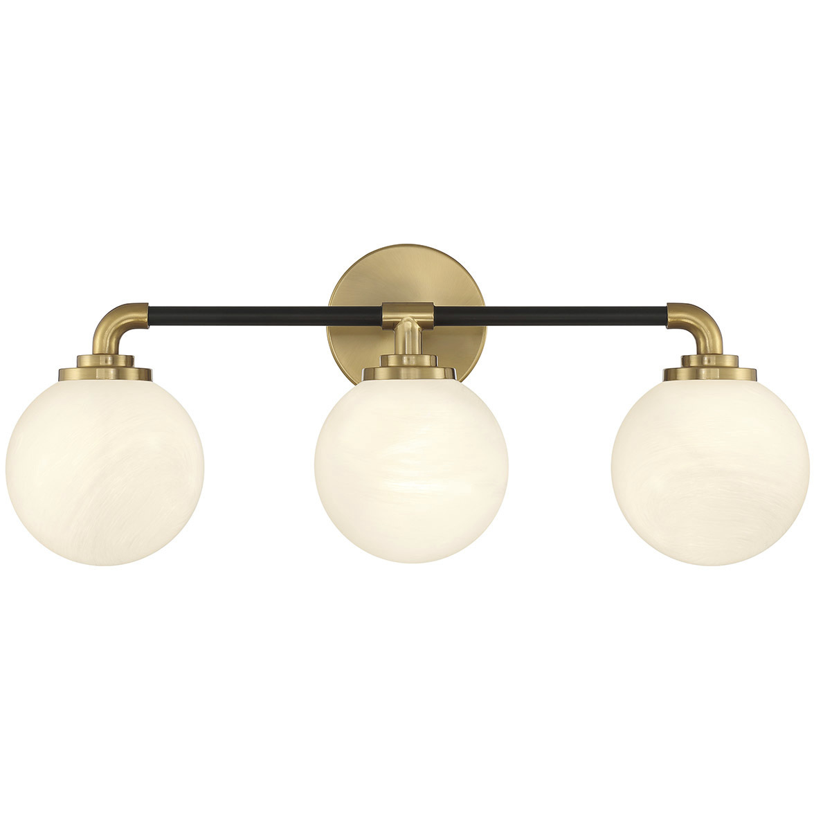 Dresden 3 Light 24 inch Matte Black with Warm Brass Accents Bathroom Vanity Light Wall Light, Lighting One