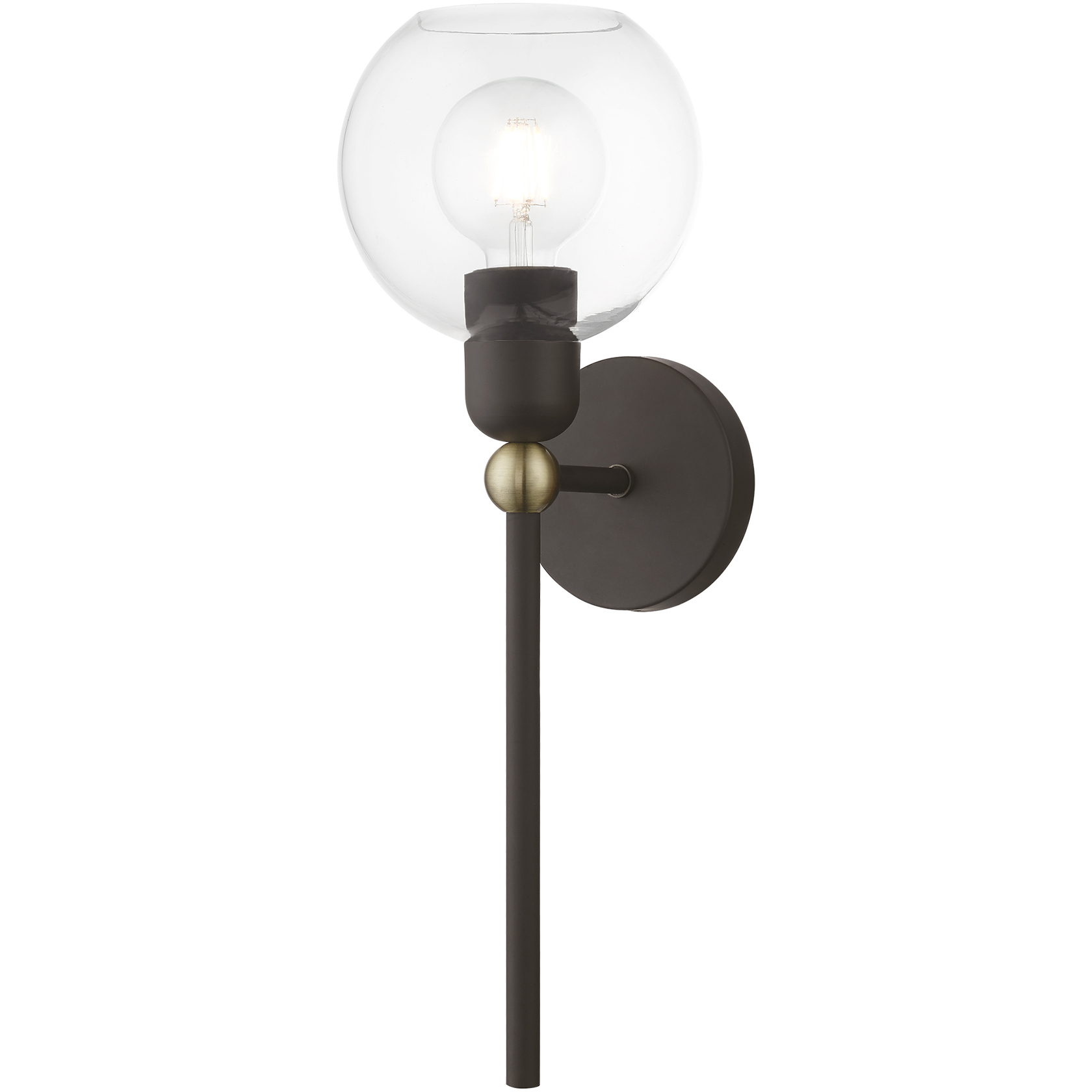 Downtown 1 Light 6.5 inch Bronze with Antique Brass Accents Single Sconce Wall Light, Sphere