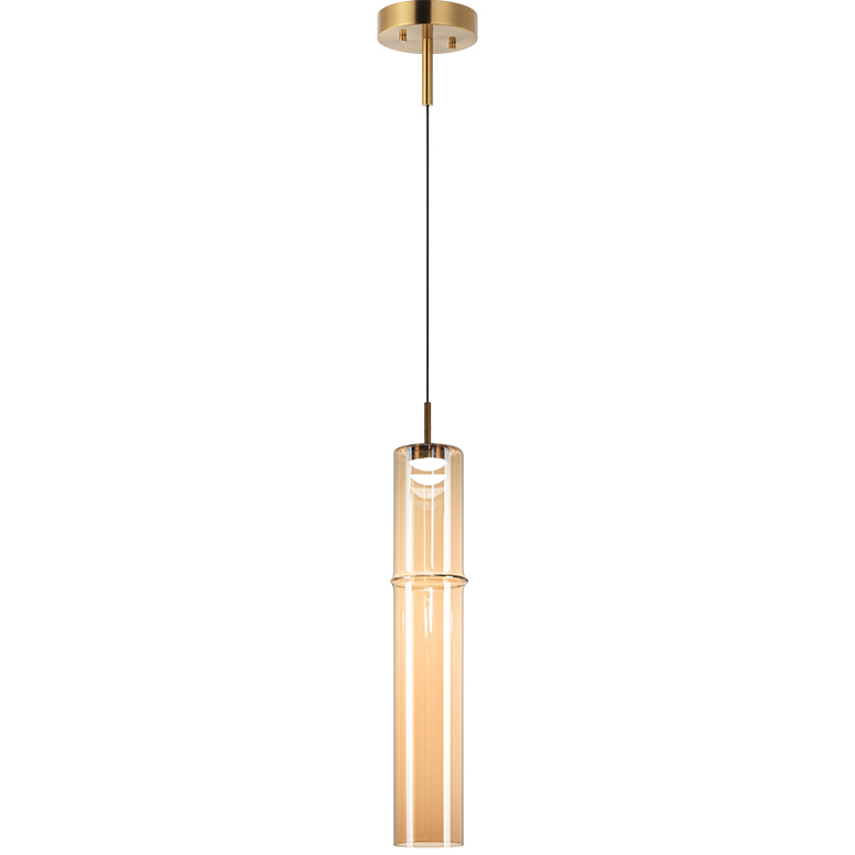 Bambu LED 3.5 inch Aged Gold Brass and Amber Pendant Ceiling Light