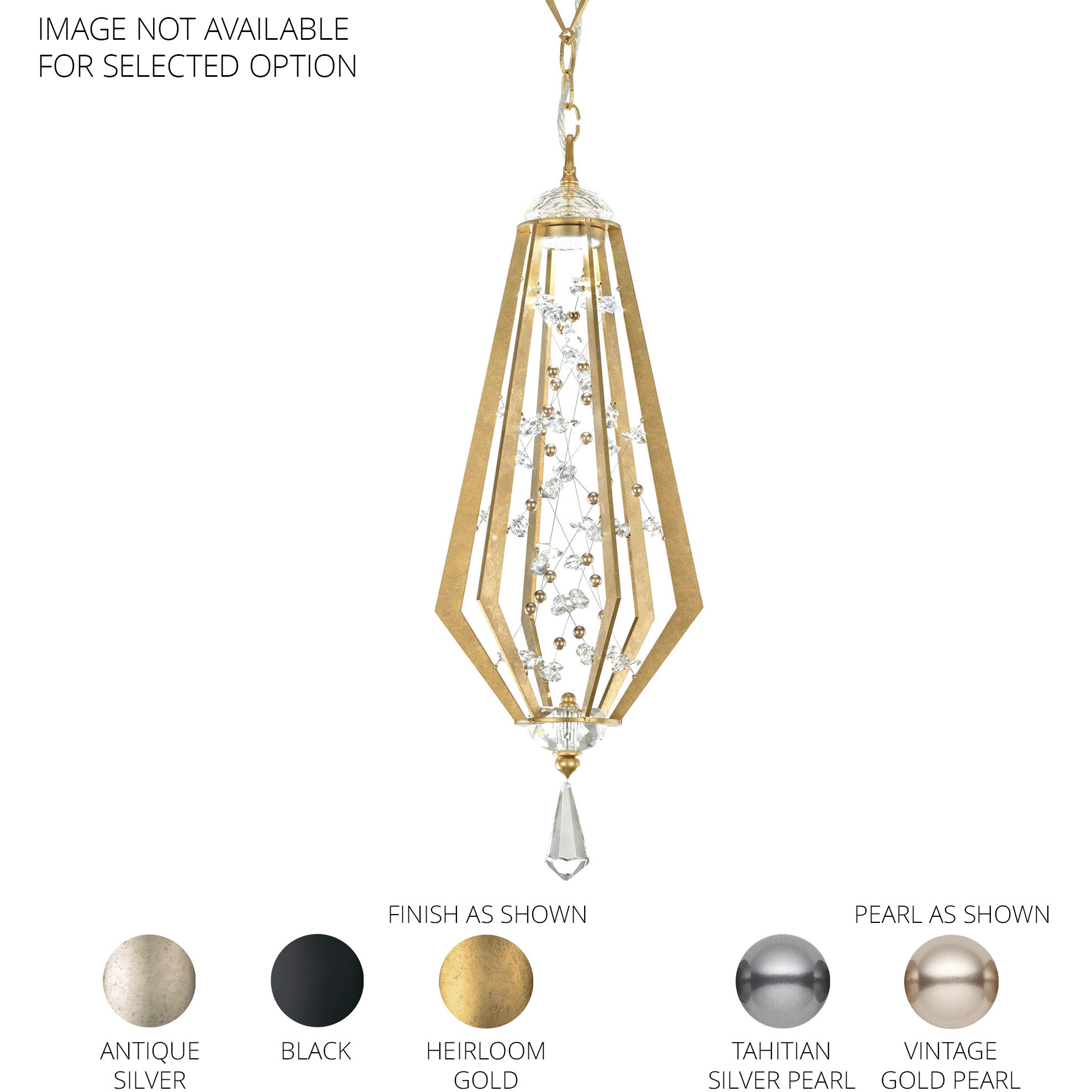 Forever Eternity LED 8.6 inch Black Pendant Ceiling Light in Clear Radiance Crystal and Gold Pearl