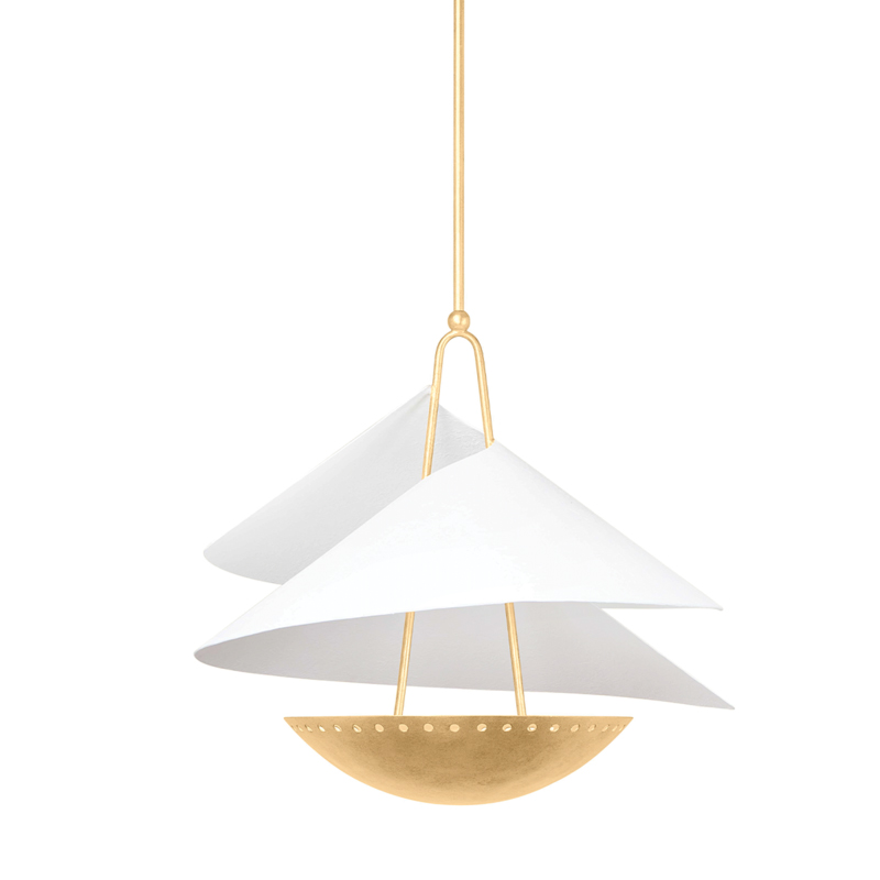 Carini 3 Light 24 inch Vintage Gold Leaf / Gesso White Pendant Ceiling Light