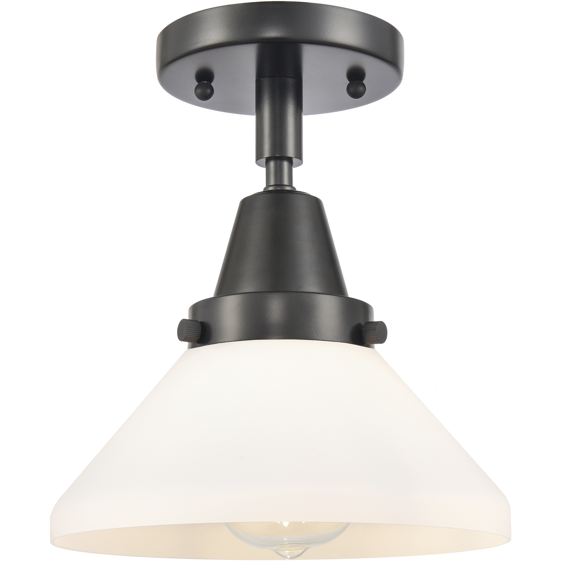 Franklin Restoration Caden LED 8 inch Matte Black Flush Mount Ceiling Light in Matte White Glass
