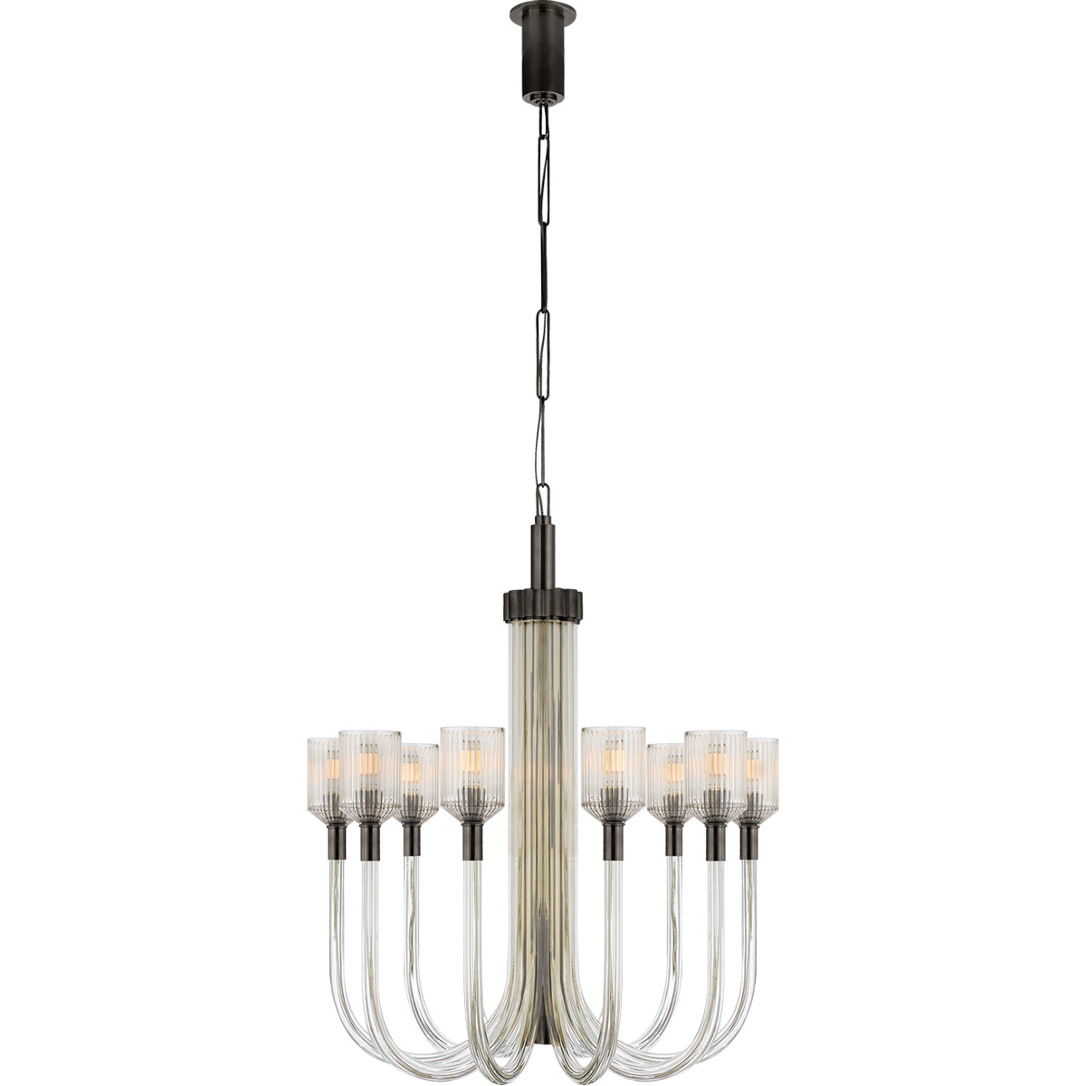 Kelly Wearstler Reverie 10 Light 30 inch Clear Ribbed Glass and Bronze Single Tier Chandelier Ceiling Light in Clear Glass and Bronze, Medium