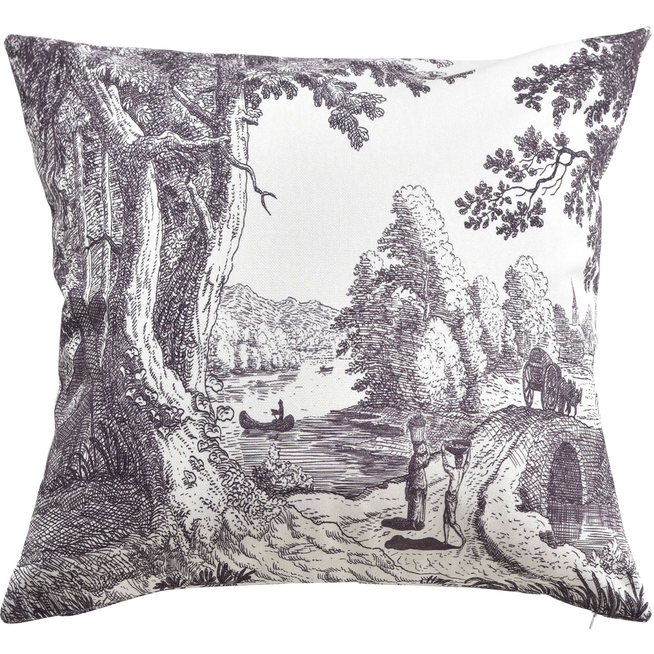 Reverie Toile 24 inch Amaranth and Ivory Pillow in 24" x 24"