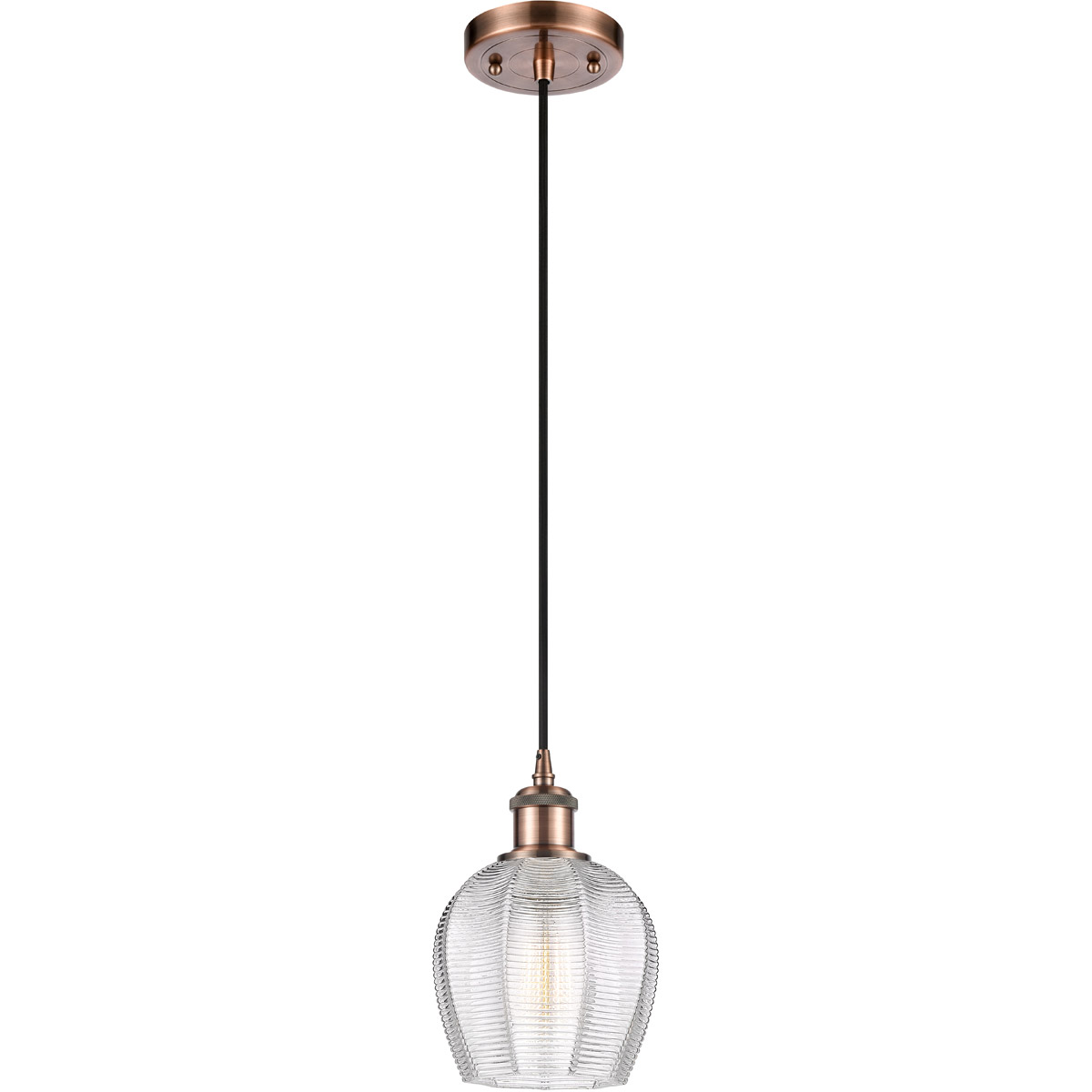 Ballston Norfolk 1 Light 6 inch Antique Copper Mini Pendant Ceiling Light in Clear Glass