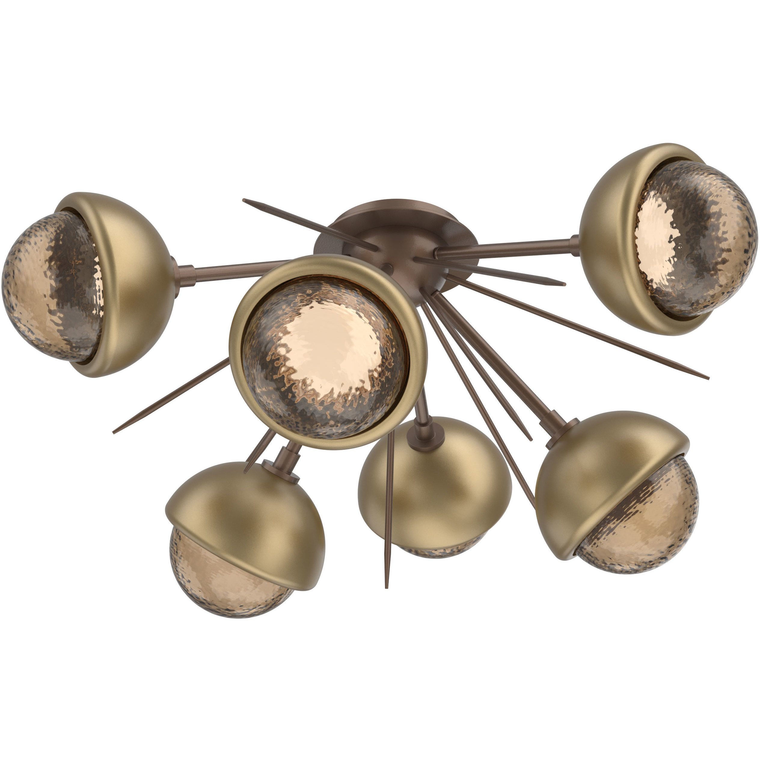 Cabochon LED 27.8 inch Burnished Bronze with Gilded Brass Flush Mount Ceiling Light in 2700K LED, Startburst