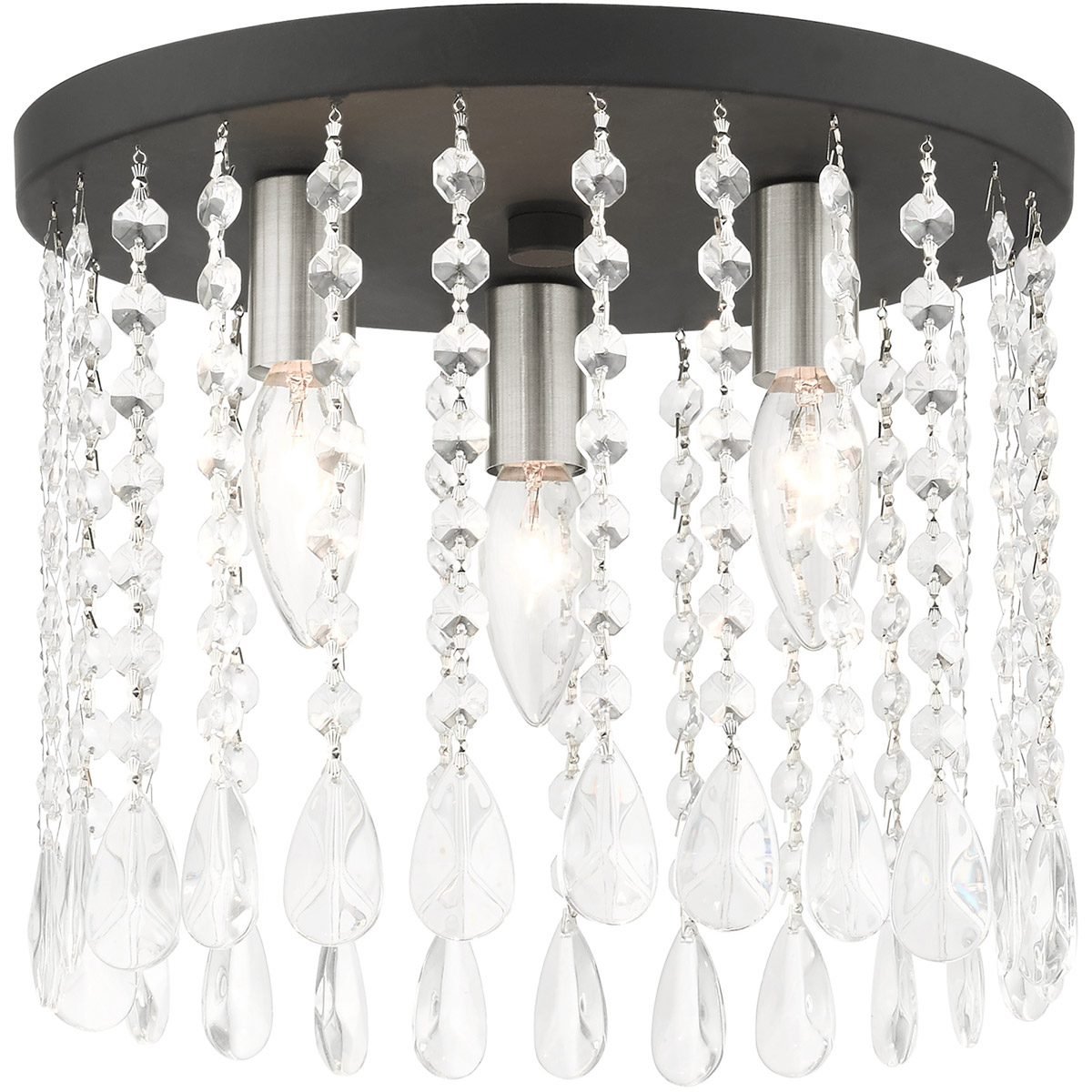 Elizabeth 3 Light 11 inch Black Flush Mount Ceiling Light