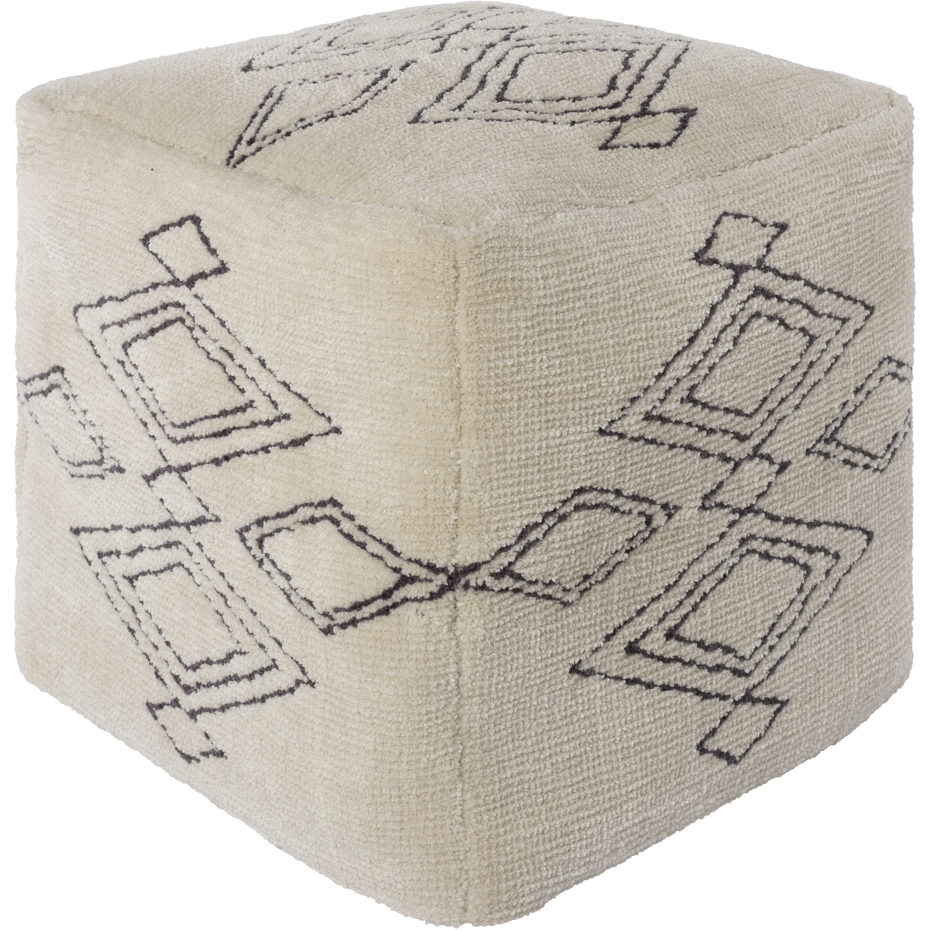Braith 18 inch Cream Pouf, Cube
