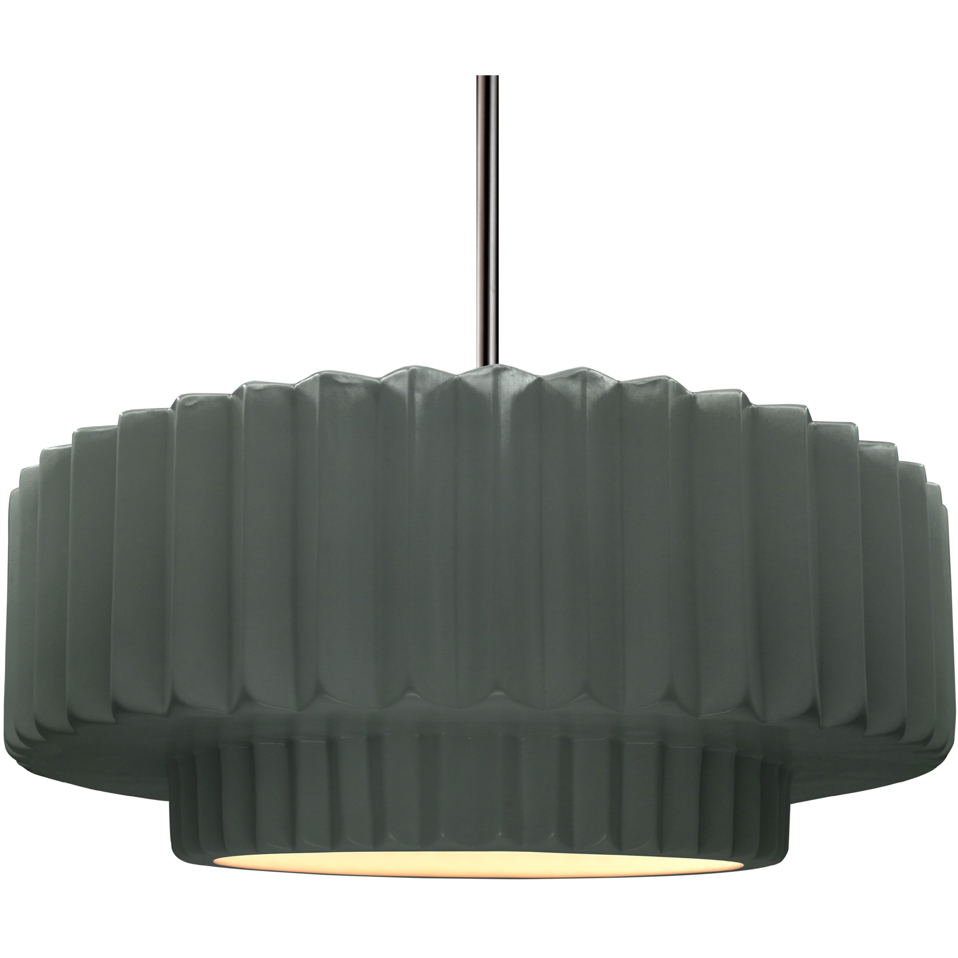 Radiance Collection - Pleated Tier Pendant Ceiling Light in Brushed Nickel, Black Cord, Replaceable Bulb, Pewter Green, 16.25W x 6H, Form+Finish+Function